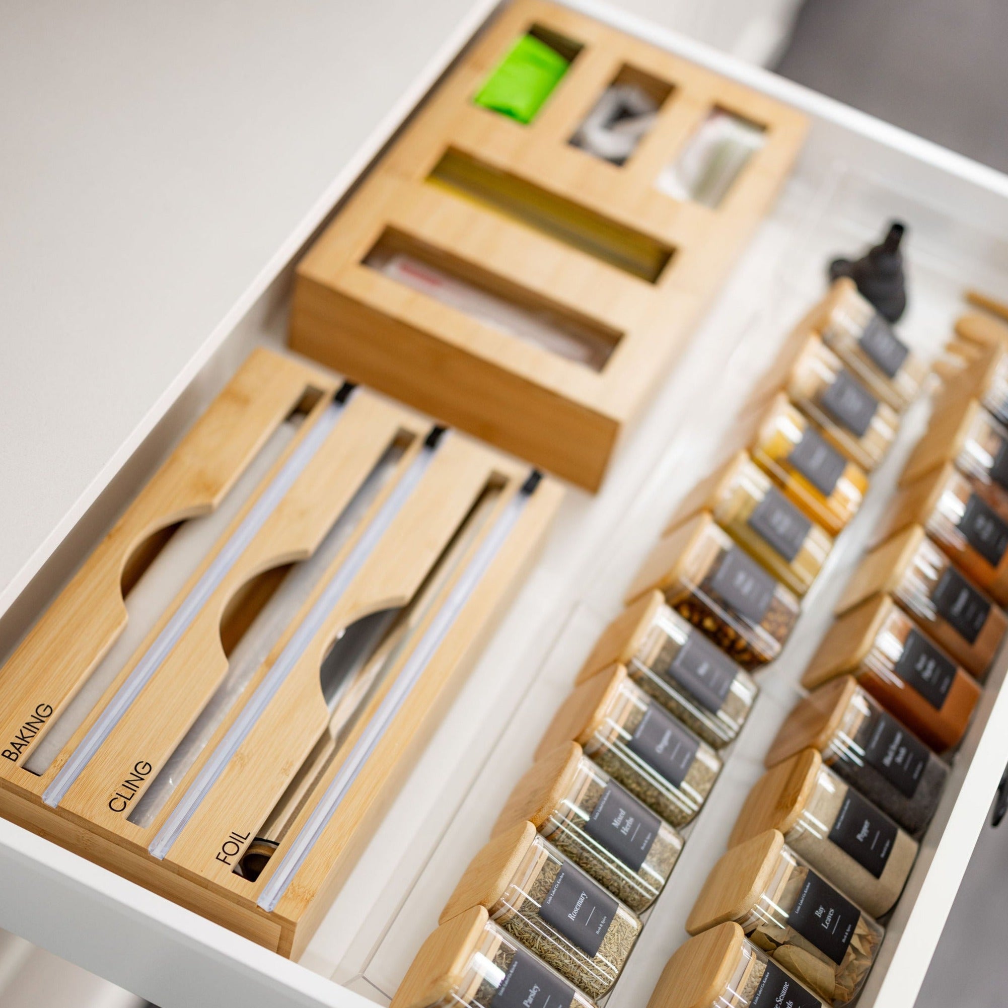 Eco-Friendly Bamboo Kitchen Drawer Organizer Set - 6-Piece Storage Solution for Utensils, Spices & Cutlery | Perfect for Small Spaces & Minimalist Kitchens
