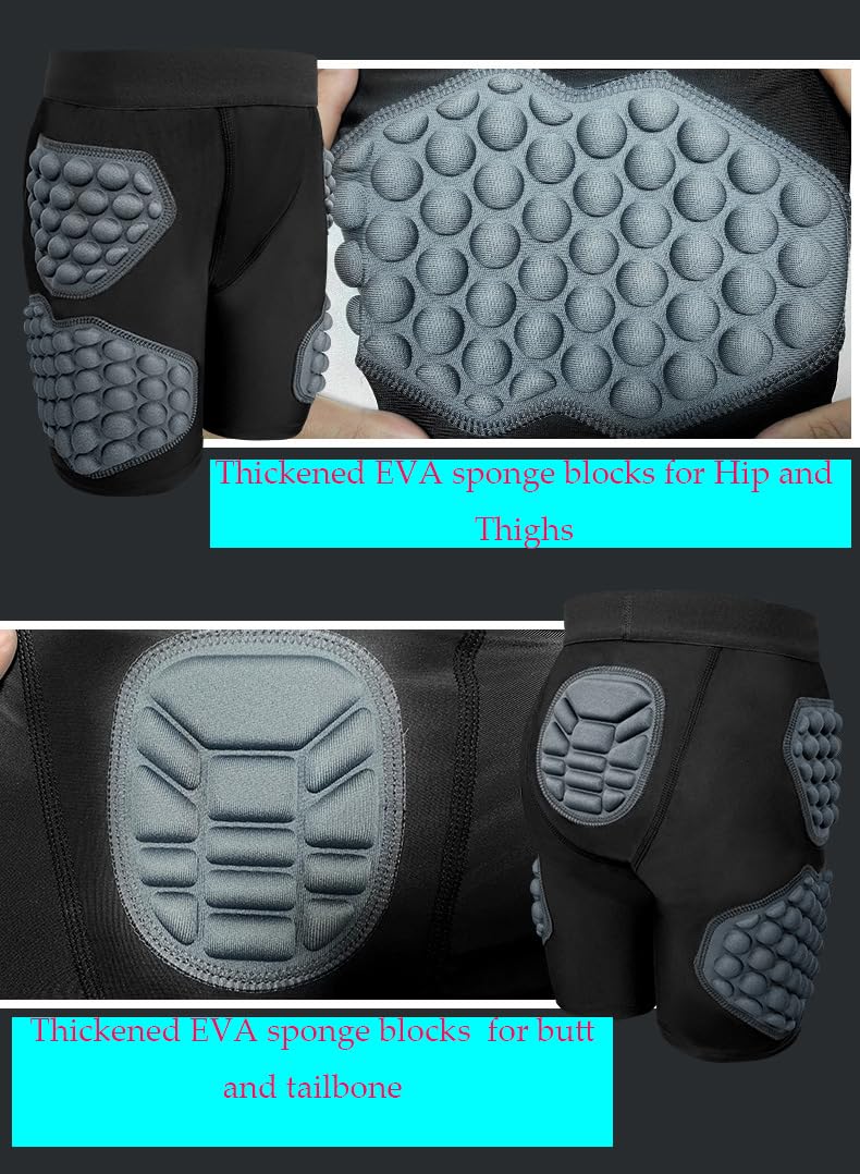 Kids & Youth Padded Compression Shorts - Protective Football Shorts for Boys & Girls - Ideal for Soccer, Hockey, Rugby, Baseball, Skiing, Paintball & Skating