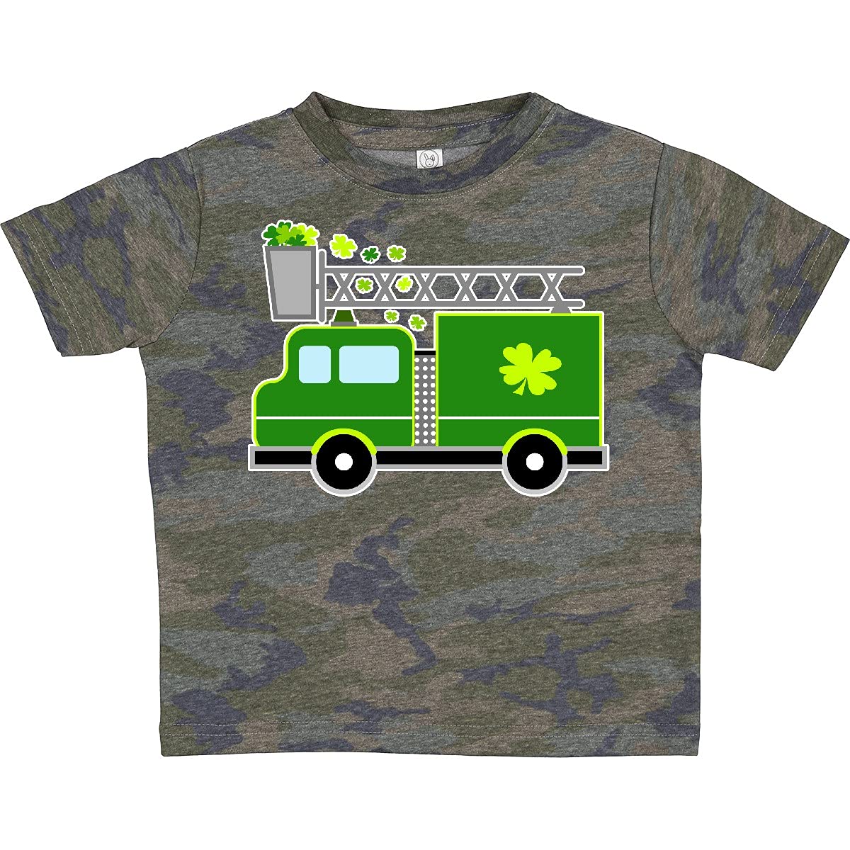Inktastic St. Patrick's Day Fire Truck Green Shamrock Toddler T-Shirt | Cute Irish-Themed Baby Clothes for Boys & Girls | Perfect for St. Paddy's Day Celebrations, Parades and Family Photos