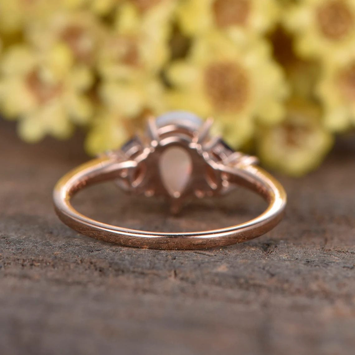 0.75ct Pear Shaped Natural Australian Opal Engagement Ring with Amethyst & Diamond Accents - Perfect for Proposals, Anniversaries & Special Occasions