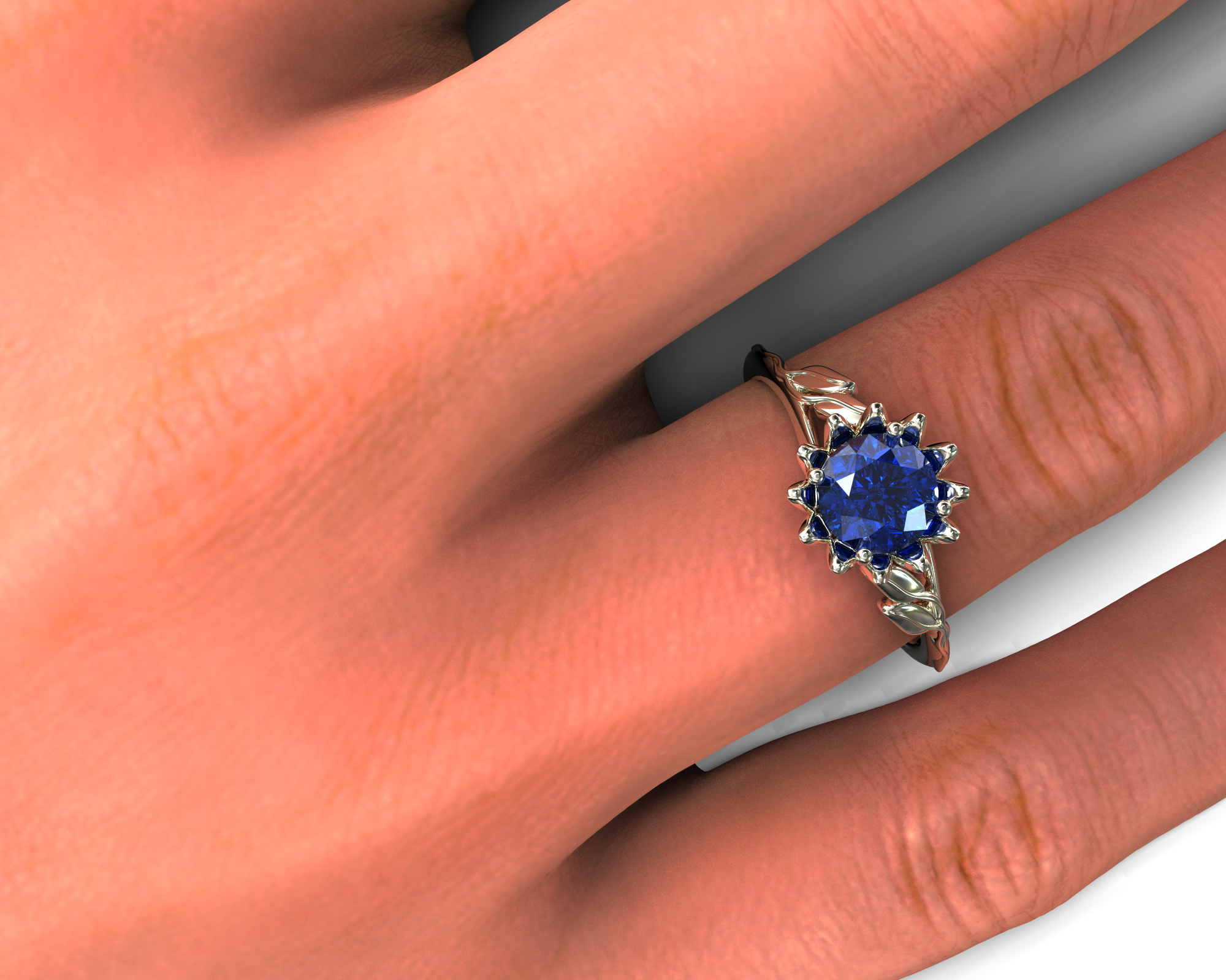 White Gold Flower Sapphire Engagement Ring for Women - Elegant Wedding Proposal Jewelry Gift for Brides & Fiancées | Perfect for Anniversaries, Valentine's Day & Special Occasions