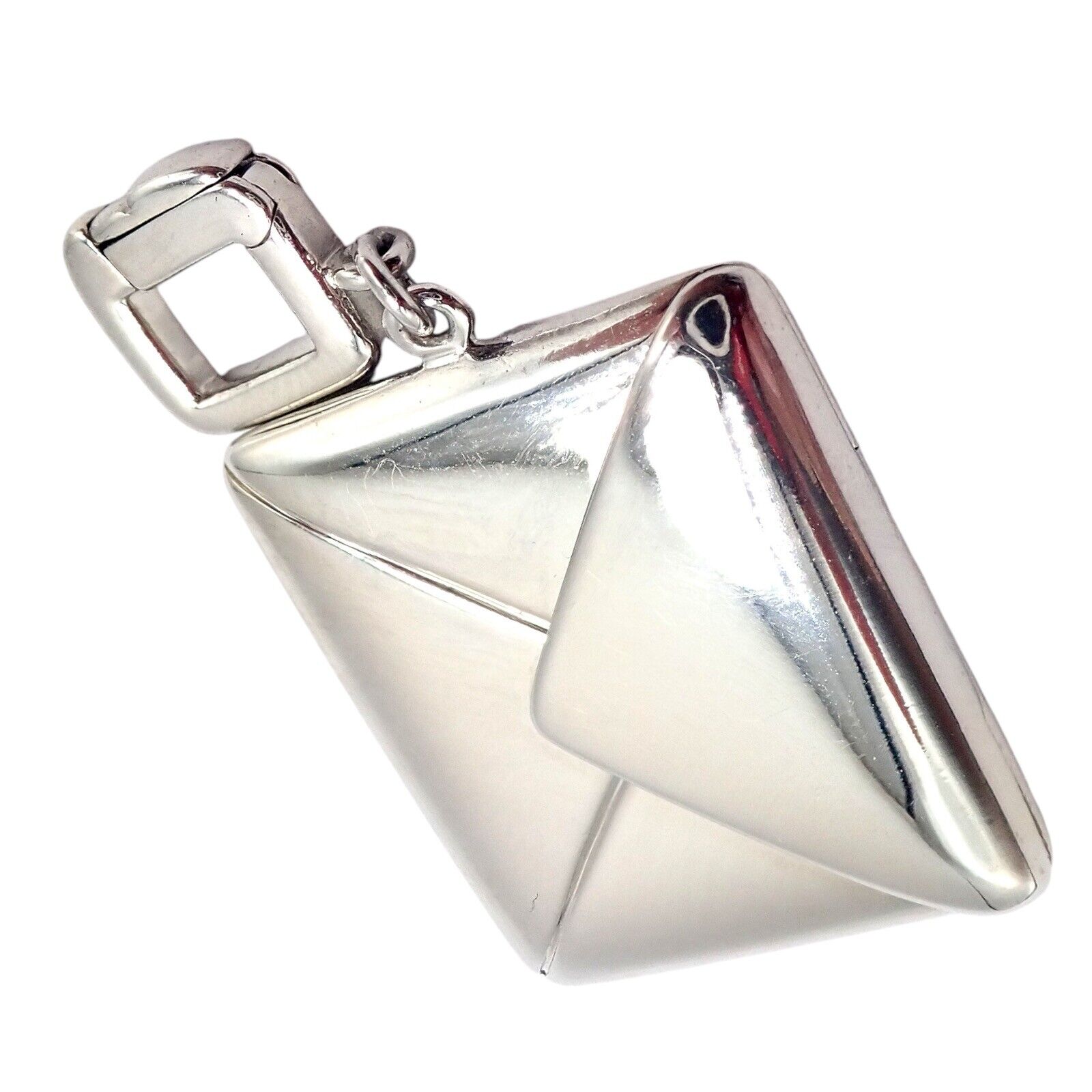 Authentic Louis Vuitton 18K White Gold Letter Envelope Charm Pendant - Luxury Jewelry Gift for Women, Perfect for Necklace or Bracelet Charms