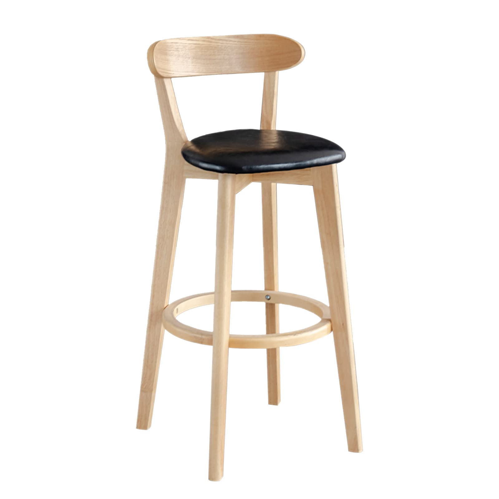 Premium Wooden Breakfast Bar Stool with PU Leather Backrest & Armrest - Comfortable Kitchen Counter Height Chair for Dining, Coffee Shops & Home Decor