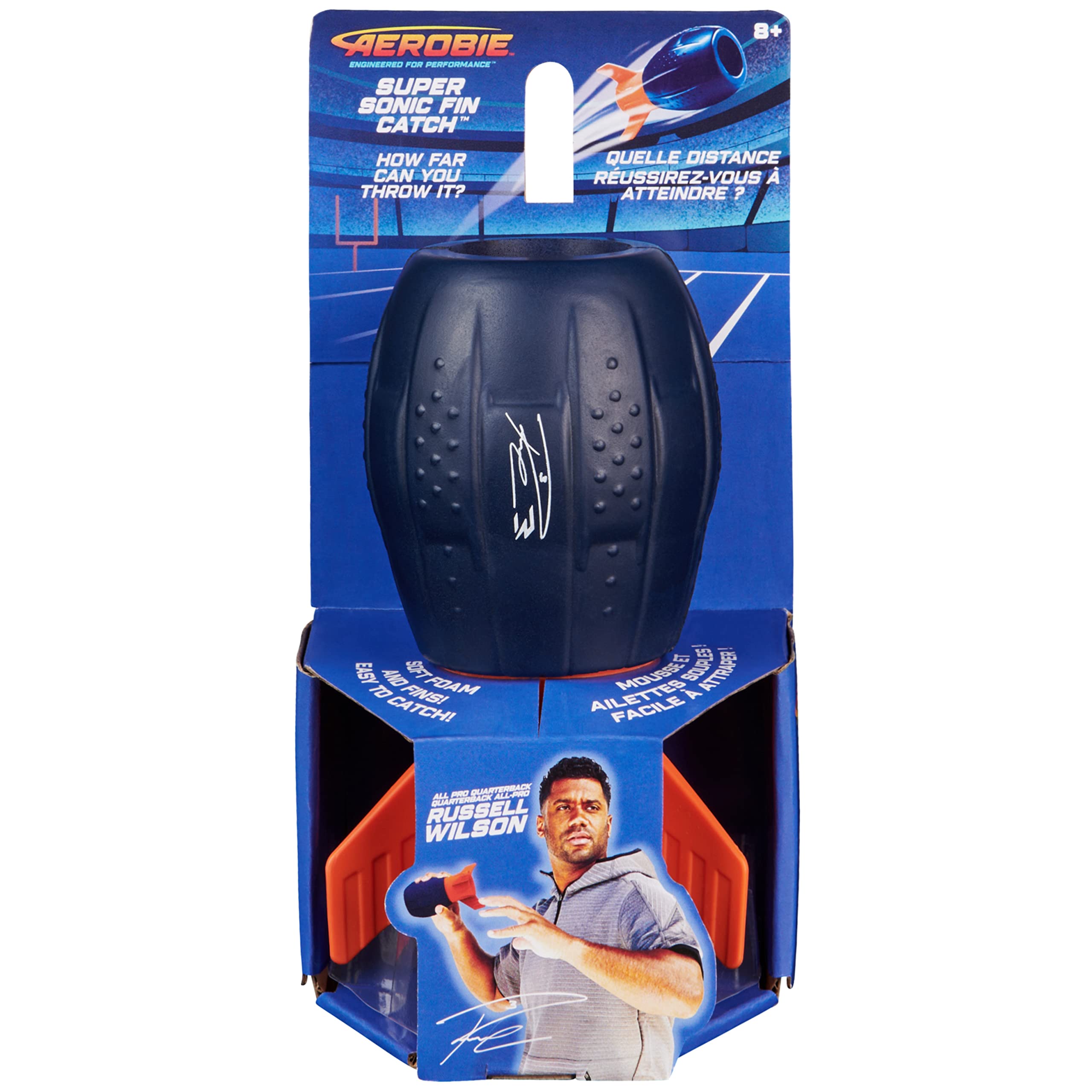 Aerobie Super Sonic Football Toy - Soft Outdoor Game for Kids 8+ | Blue/Orange for Backyard Play