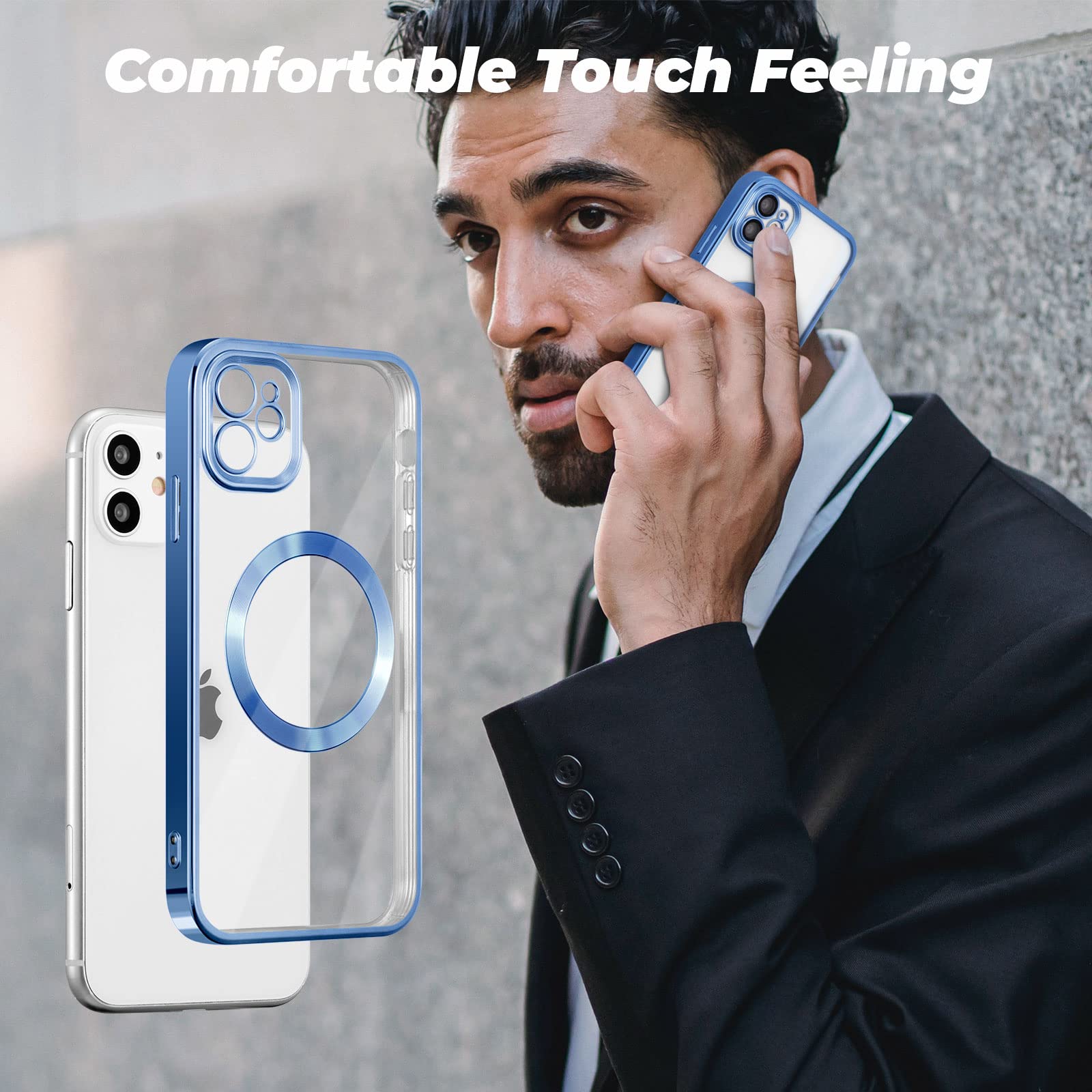 ZCDAYE iPhone 11 Case - Wireless Charging Compatible, Blue Edge Electroplated Clear TPU Shockproof Phone Cover for iPhone 11 (6.1 Inch) | Perfect for Everyday Protection & Stylish Look at Work, School or Travel