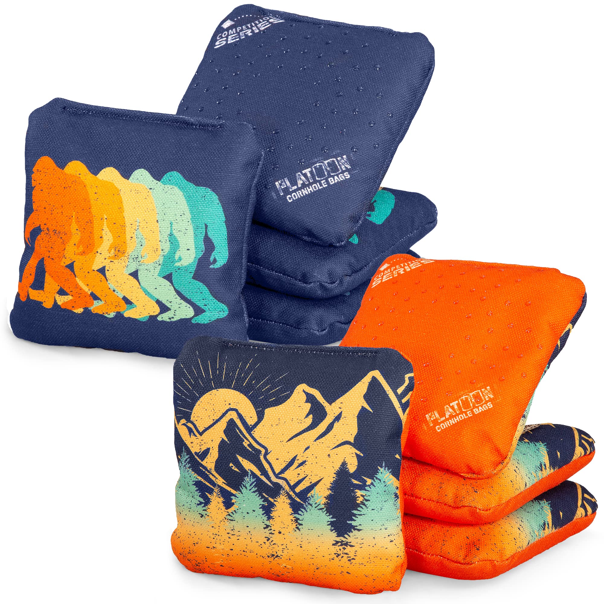 Play Platoon Competition Series Cornhole Bags - Set of 8 Professional Regulation Weight Bean Bags with Double Sided Slick & Sticky Rubber Dots for Cornhole Toss Game | Perfect for Backyard BBQs, Tailgating & Outdoor Parties | Made in USA