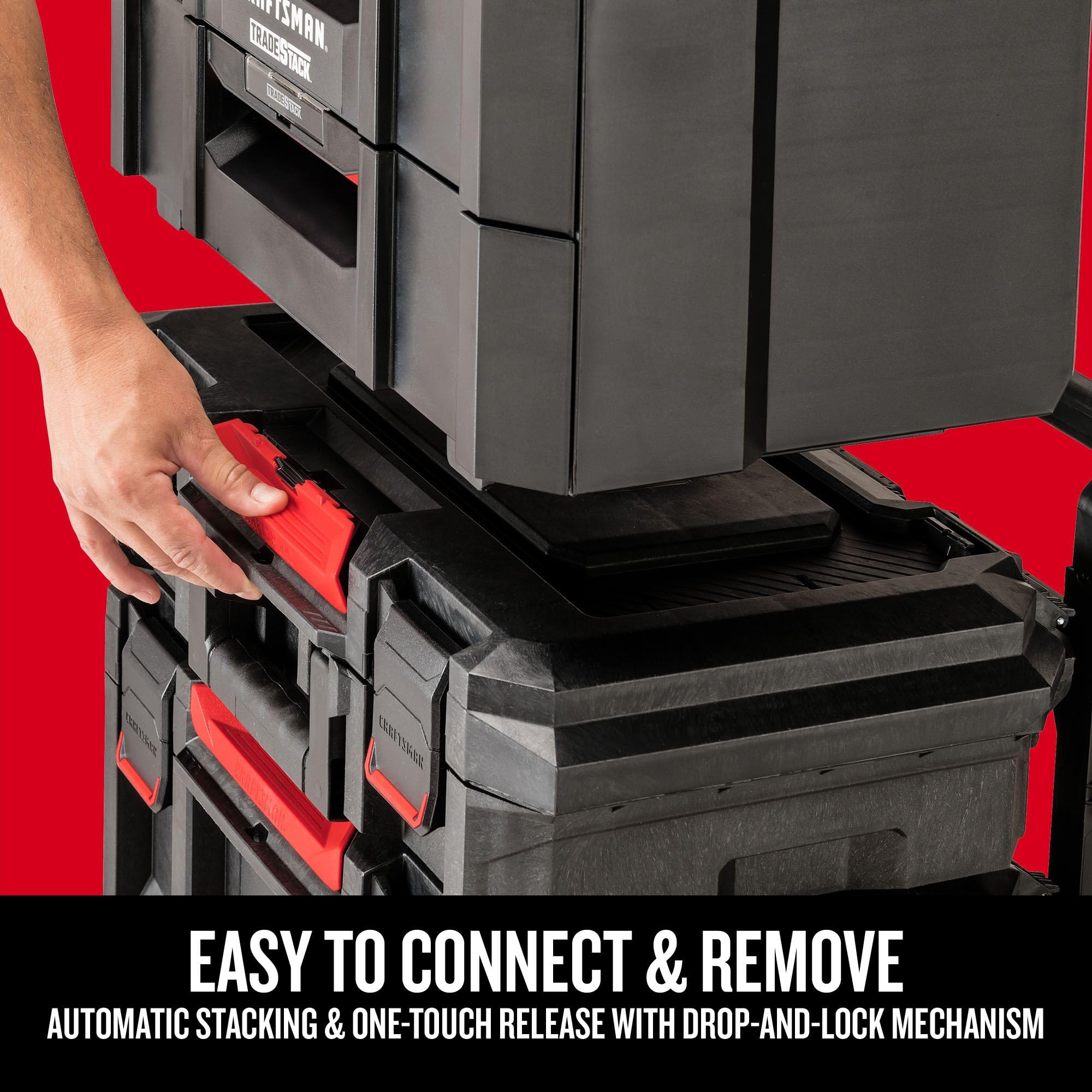 CRAFTSMAN TRADESTACK Tool Box with 4 Drawers - Heavy Duty Steel Tool Organizer & Storage Unit (CMST21404) - Perfect for Garage, Workshop, and Job Site Organization