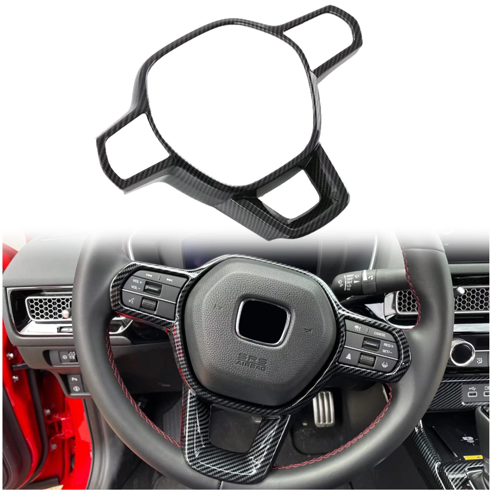 iTrims ABS Carbon Fiber Center Console Wheel Button Cover Trim for 2022-2023 Honda Civic 11th Gen & 2023 CR-V Accord - Interior Styling Decoration Sticker (1PC) - Perfect for Car Customization & Protection