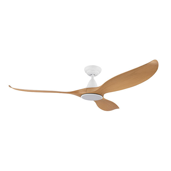 Eglo Noosa 60-inch DC Ceiling Fan with 18W LED CCT Light - White Bamboo Finish - Energy Efficient Quiet Fan for Bedroom, Living Room & Outdoor Spaces