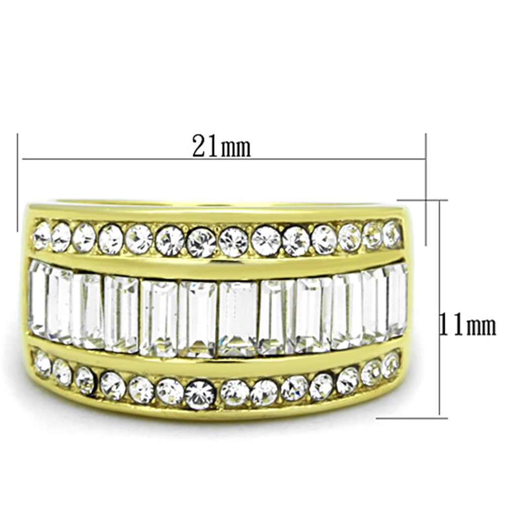 14K Gold Plated Crystal Baguette Ring for Women - Sizes 5-10 | Elegant Jewelry for Parties & Gifts