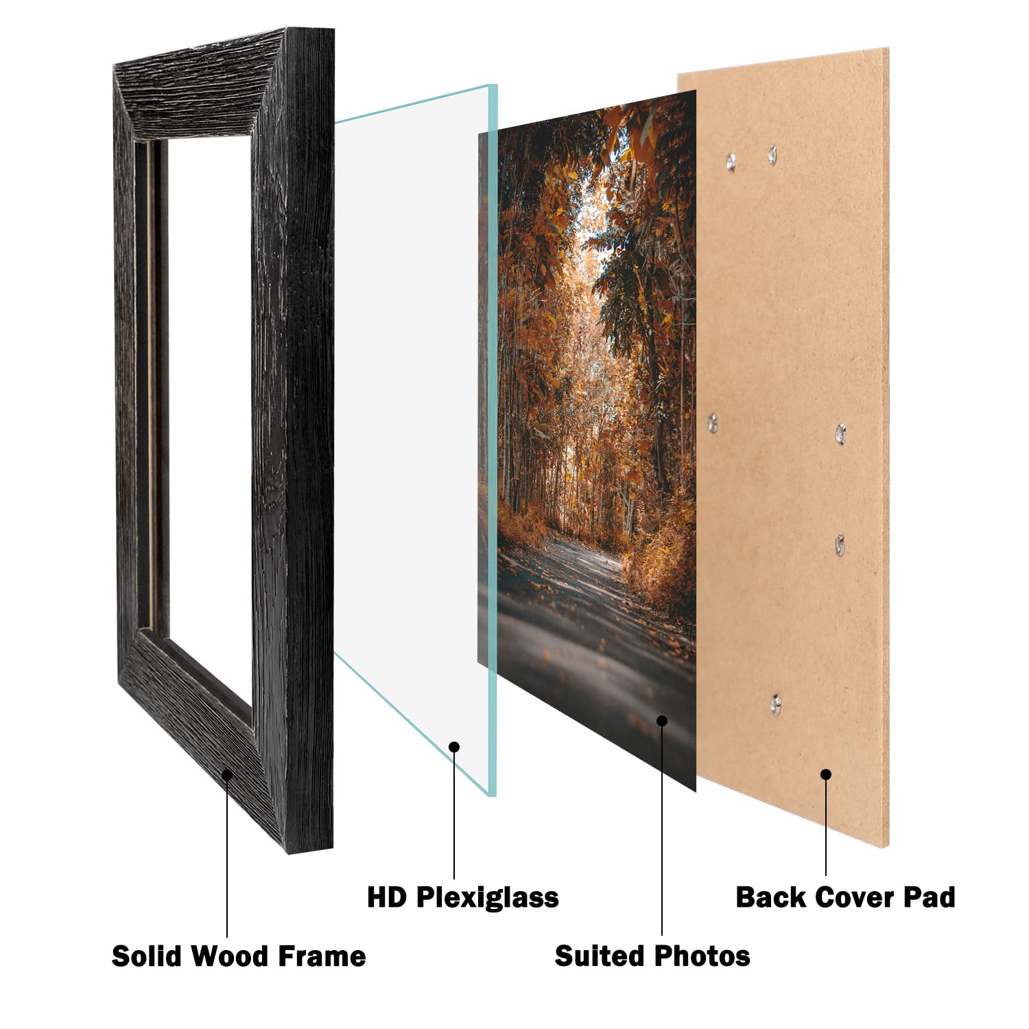 4x6 Picture Frame Bulk - Set of 12 Black Wooden Photo Frames for Wall Display, Father's Day Gift, Dad, Grandpa, Family Collage - Perfect for Home Decor, Office, and Memorial Displays