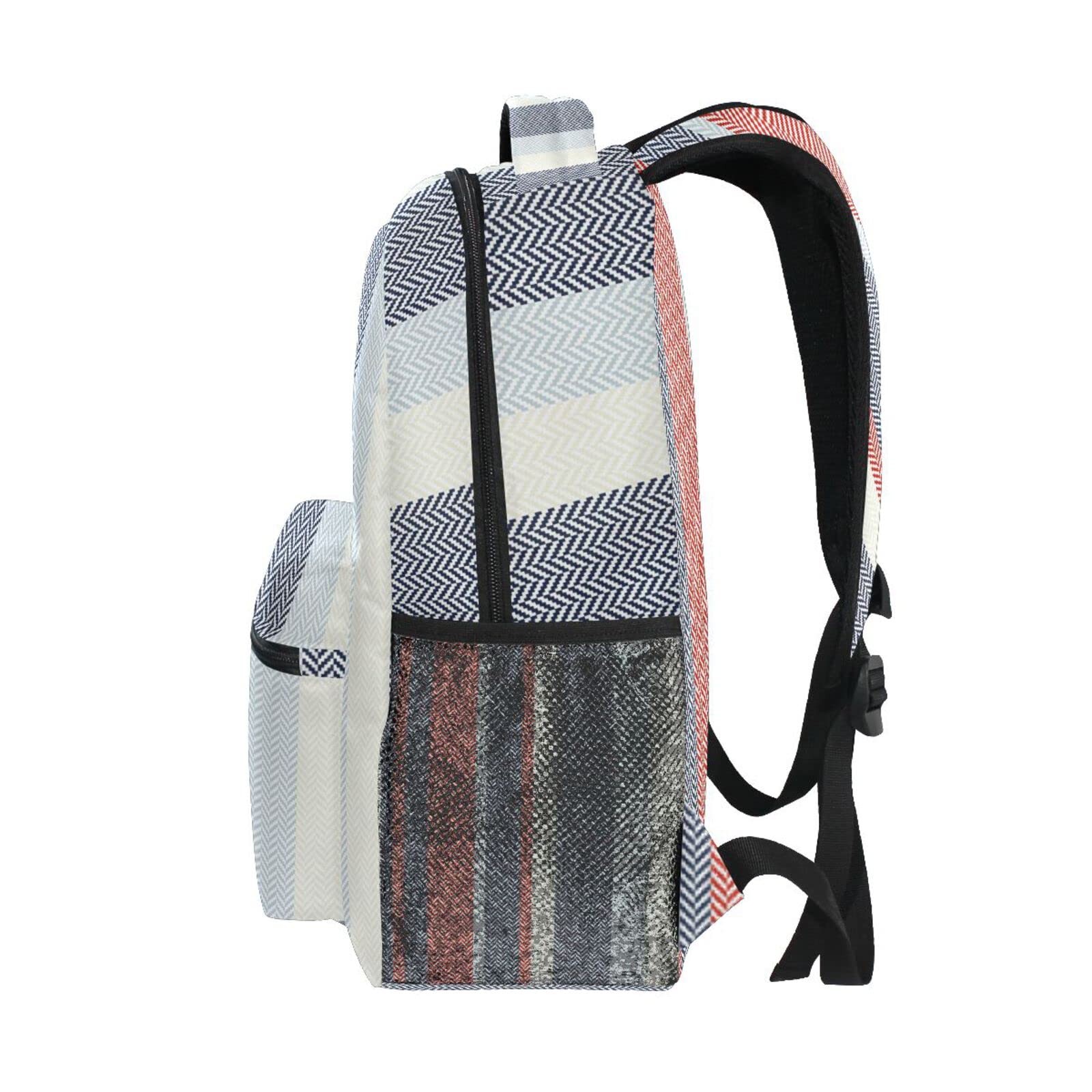 Stylish Striped Backpack for Women & Men - Lightweight Daypack for Gym, Sports, Travel & Casual Use | Durable Shoulder Bag in Classic Red & Navy