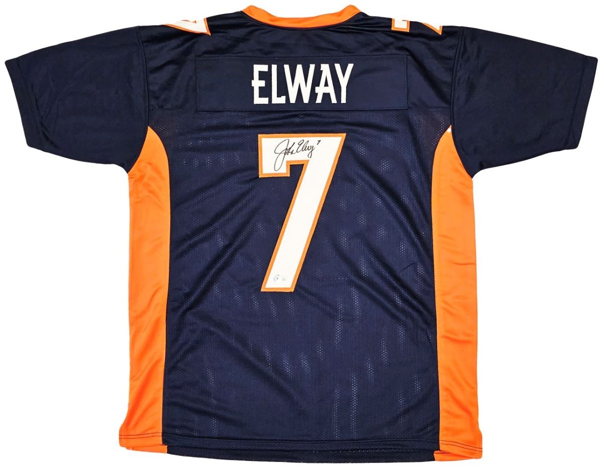 John Elway Denver Broncos Signed Navy Blue Football Jersey - Authentic Autographed Collectible for Fans & Memorabilia Enthusiasts - Perfect for Display, Gifting, and Sports Memorabilia Collections