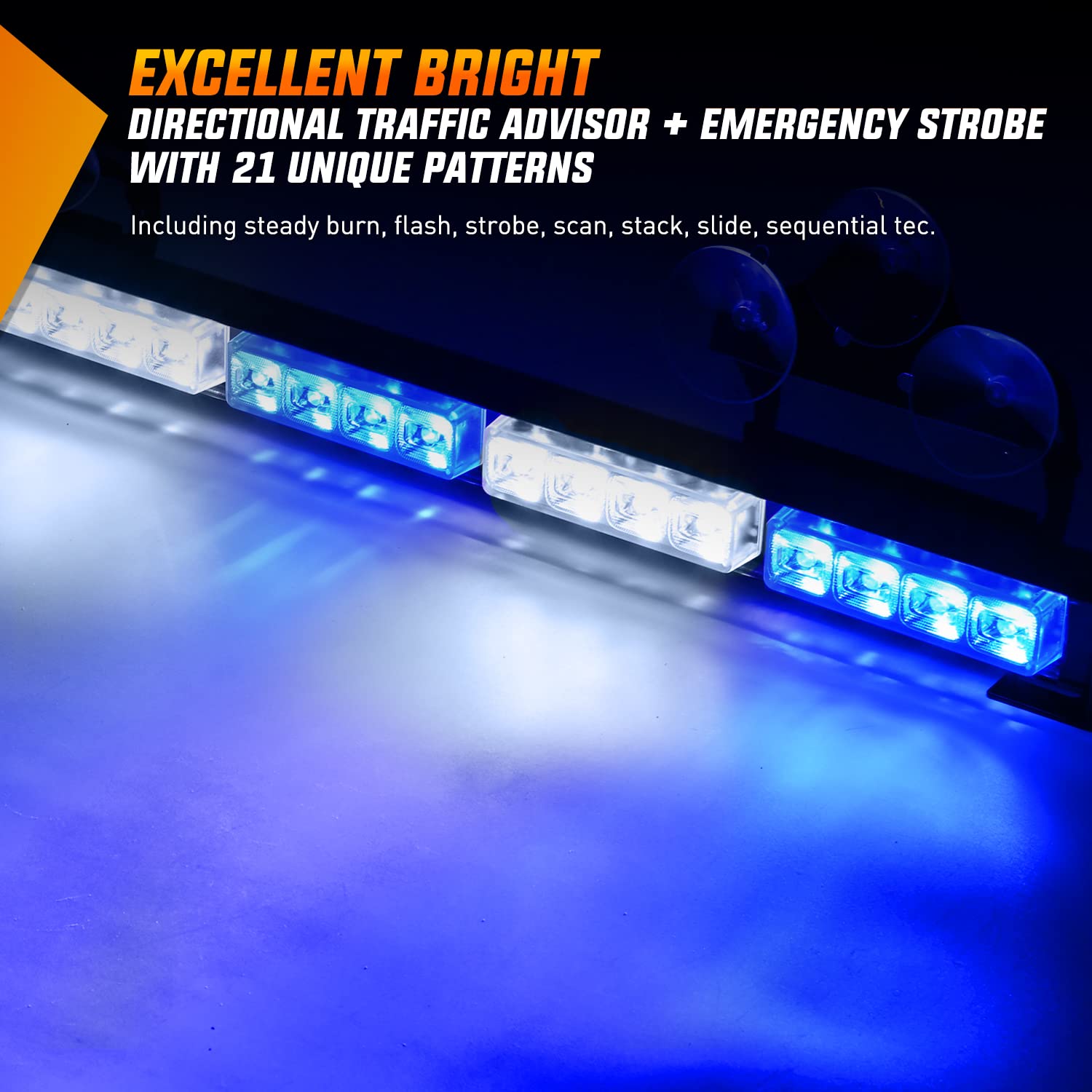 Nilight 35-Inch LED Traffic Advisor Strobe Light Bar - 32 LED, 21 Flash Patterns, Directional Safety Warning Light with Cigar Lighter for Trucks, Police Cars, Construction Vehicles | Emergency Vehicle Lighting for Roadside Safety & Traffic Control