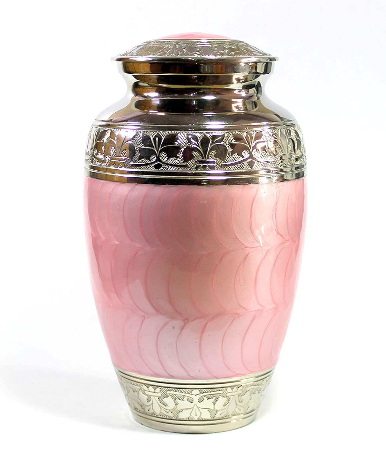 Premium Brass Cremation Urn - Elegant Memorial Keepsake for Ashes | Metal Burial Urn with Secure Lid | Perfect for Home Memorials, Funeral Services & Cemetery Plots (Antique Pink Finish)