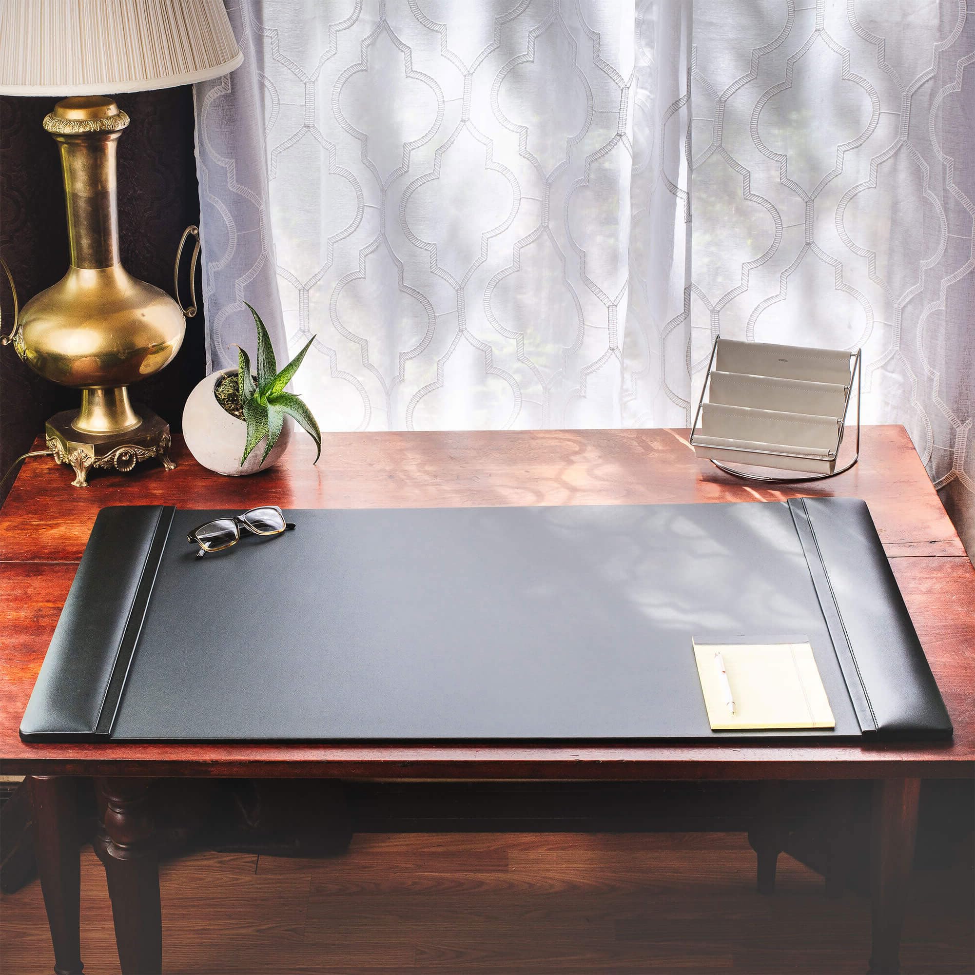 Premium Black Leather Desk Pad & Protector - 38