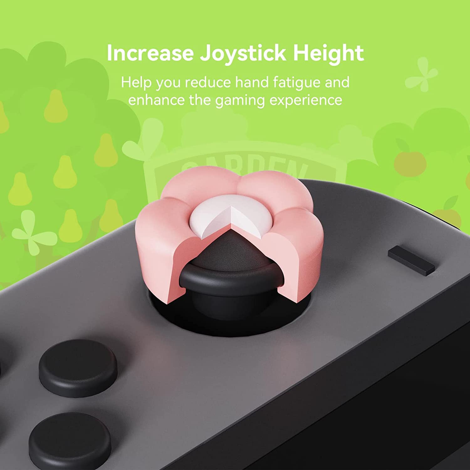 GeekShare Mignon Silicone Joycon Thumb Grip Caps - 4PCS Cute Heart & Flower Joystick Cover for Nintendo Switch/OLED/Switch Lite - Soft Anti-Slip Controller Accessories for Gaming Comfort and Protection