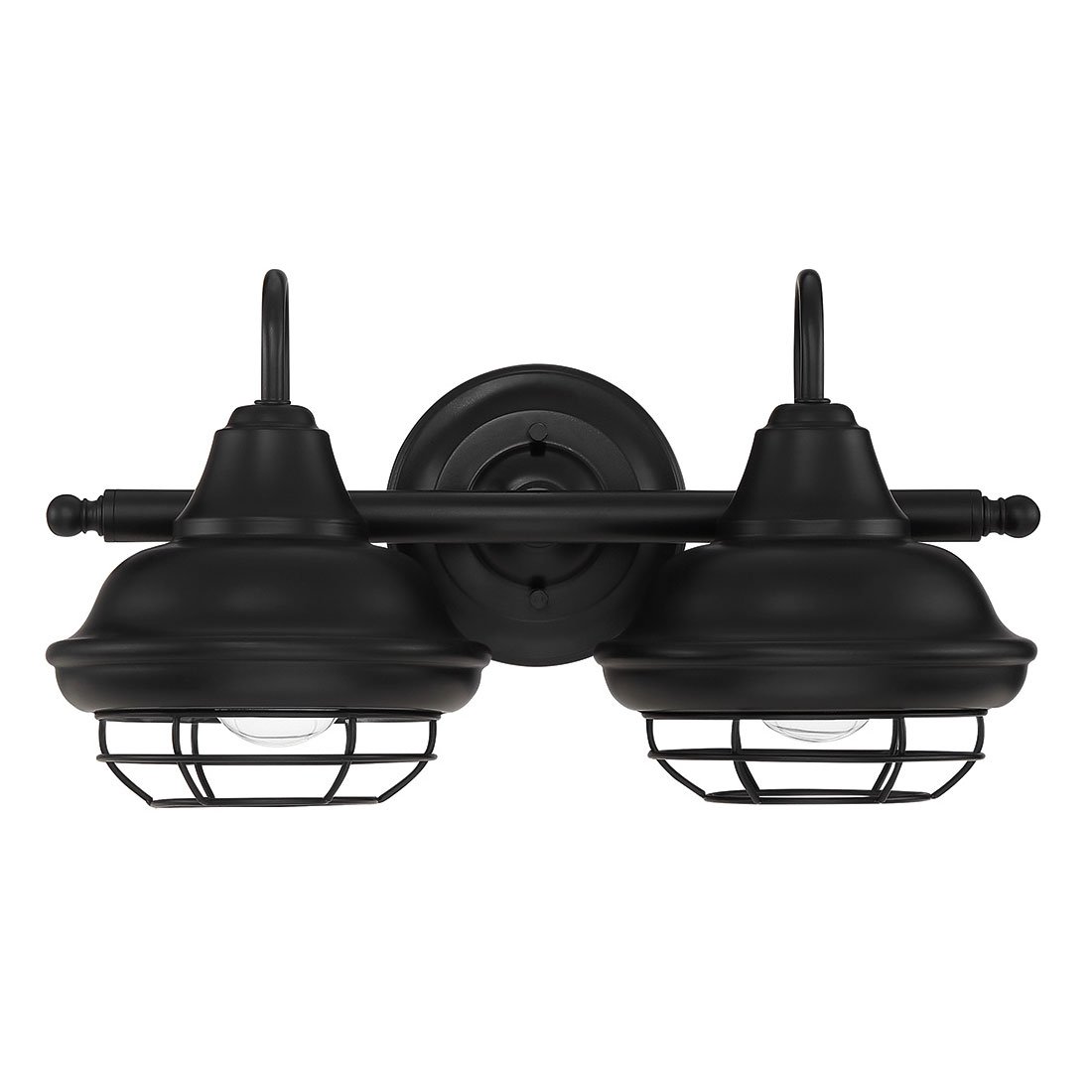Designers Impressions Charleston Matte Black 2-Light Wall Sconce - Modern Bathroom Light Fixture for Vanity & Mirror Lighting | Dimmable LED Compatible | UL Listed (Model 10008)