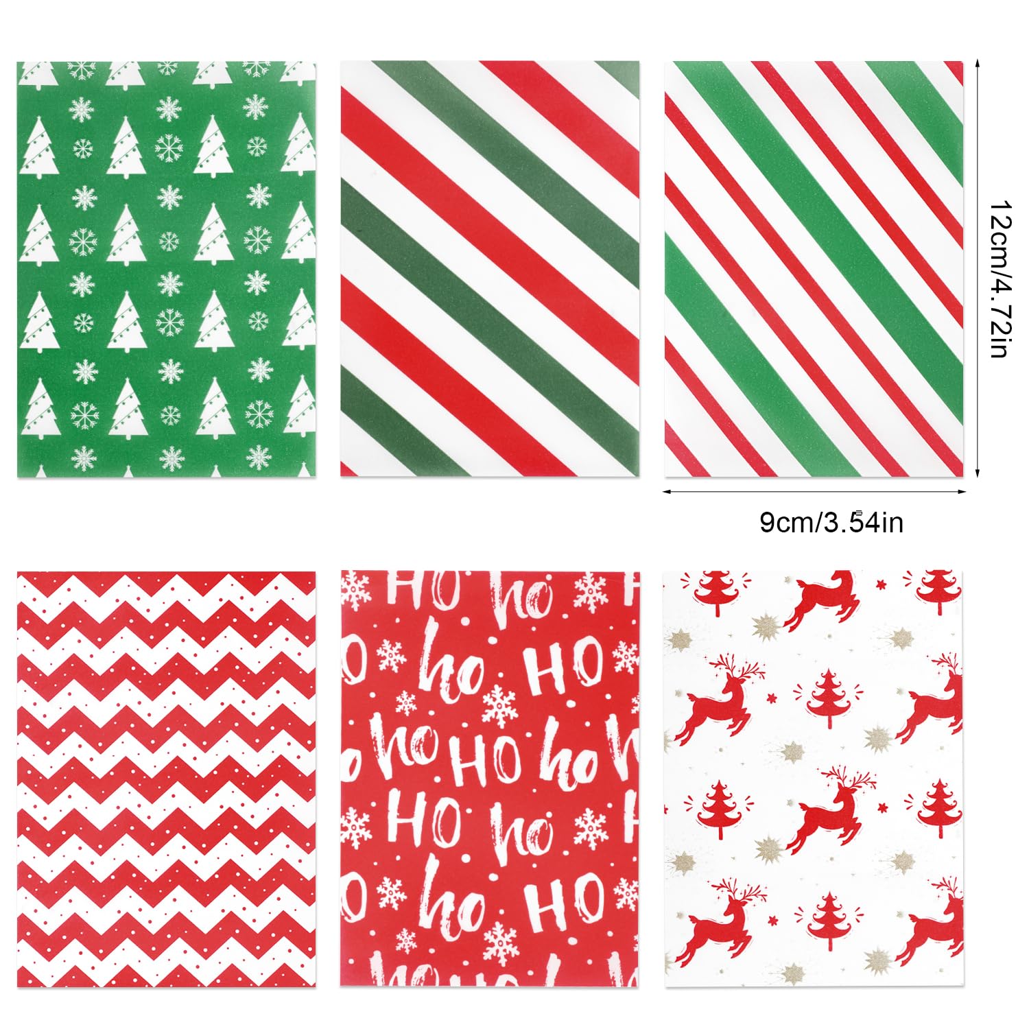 FINGOOO 300-Pack Christmas Candy Wrappers - 3.5 x 5 Inch Nonstick Wax Paper for Caramels, Chocolate Bars & Hard Candies | Perfect for Holiday Treats, Party Favors & Gift Packaging