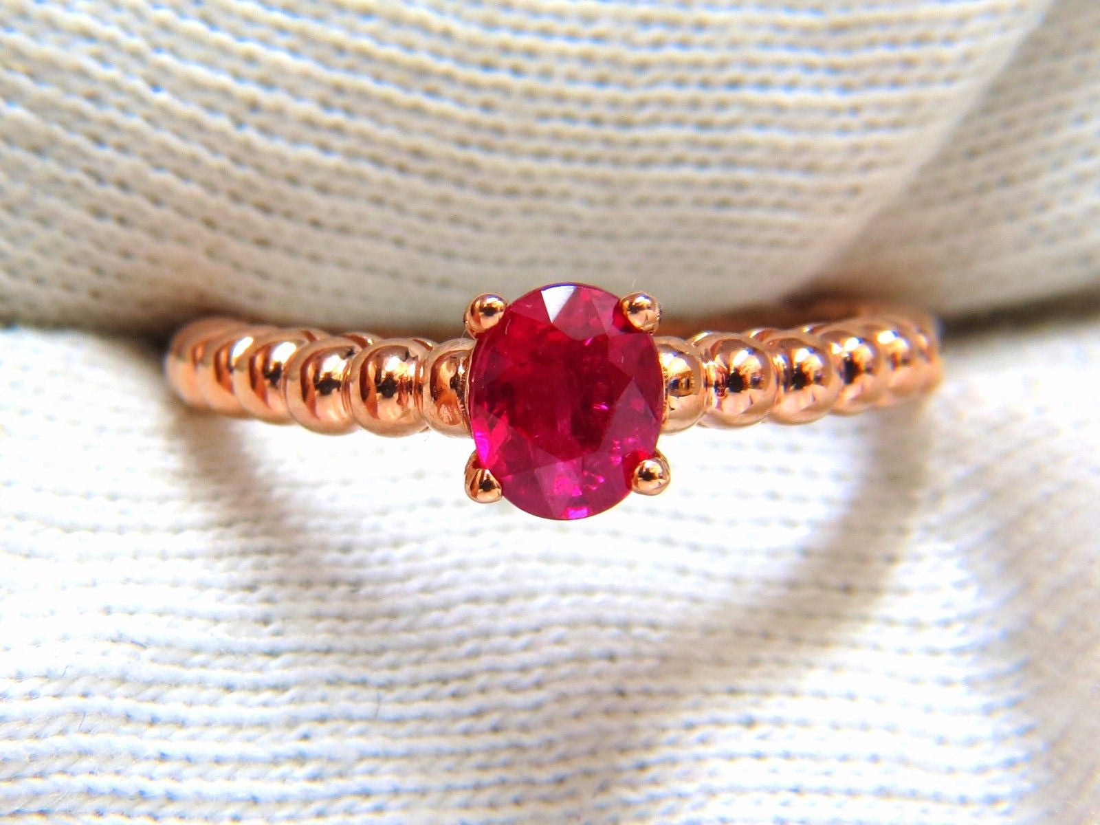 0.82ct Natural Vivid Bright Ruby Solitaire Ring & Band in 14K Gold - Elegant Engagement, Wedding, Anniversary Gift for Her