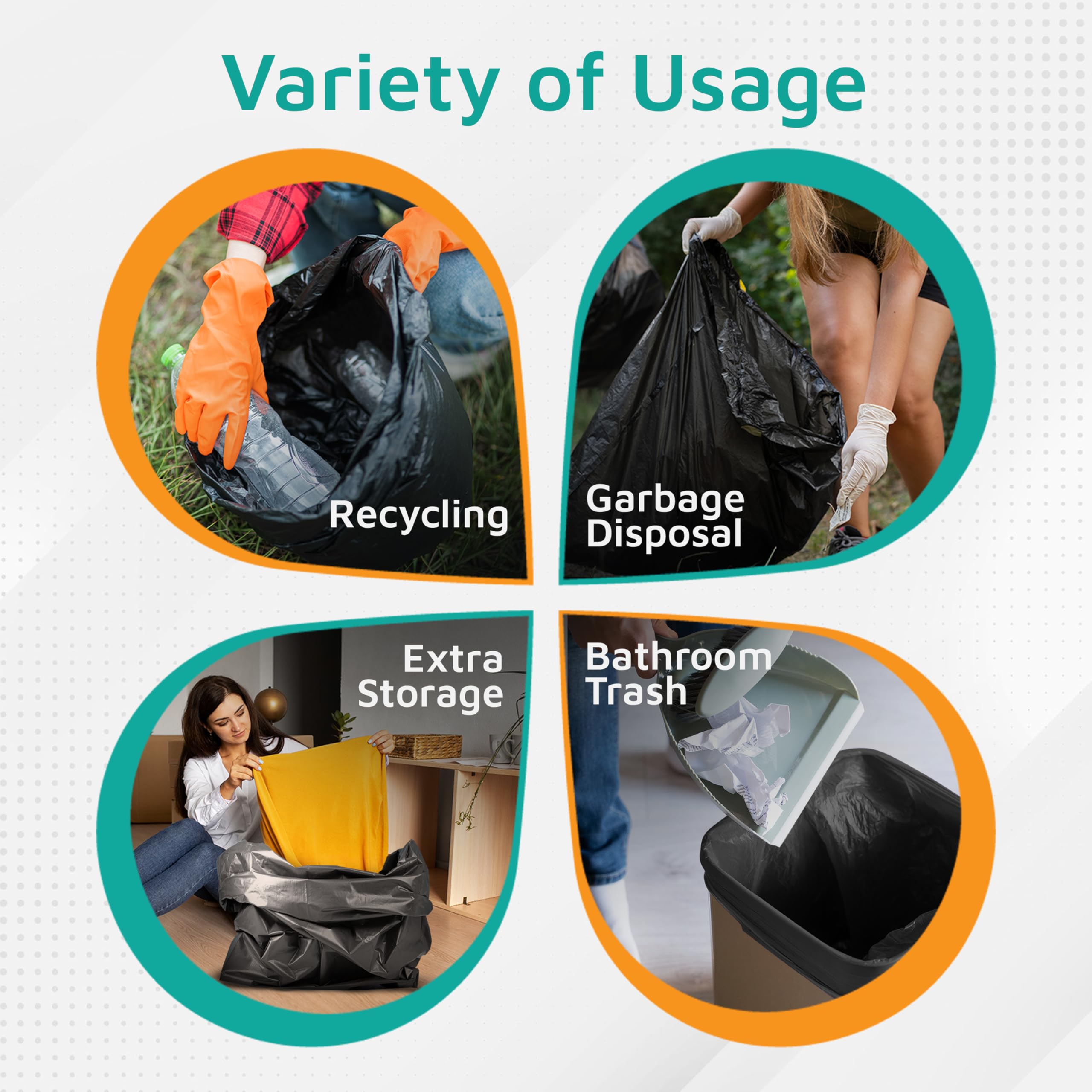 PlasticMill Heavy Duty Trash Bags - 8 Micron Thick Black Garbage Bags - 7-10 Gallon Small Trash Can Liners (24