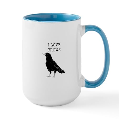 White/Blue Inside - I Love Crows Mugs