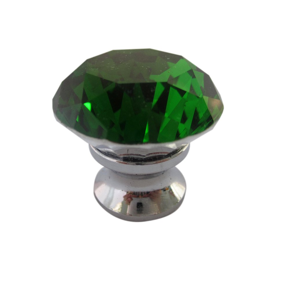 30mm Crystal Glass Cabinet Knobs - Pack of 8, Green Dresser Drawer Pull Handles for Wardrobe, Closet & Furniture - Elegant Home Decor Upgrade
