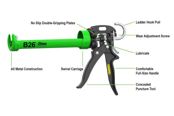 1/10 Gallon B Line Manual Cartridge Gun with 26:1 High Thrust Drive - 10 Pack for Caulking, Sealing, and Adhesive Applications in Construction and DIY Projects