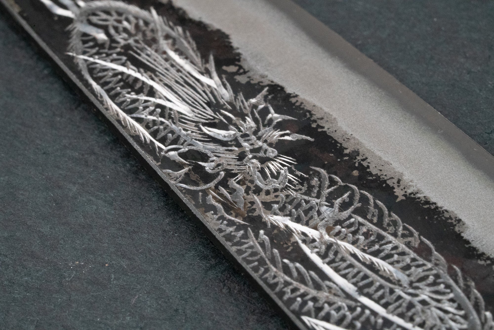 Sakai Takayuki Michiko Kubota Engraved Aogami Super Gyuto Japanese Chef Knife 240mm - Dragon Design - High Carbon Steel Blade for Professional Chefs & Home Cooking - Perfect for Slicing, Dicing & Meat Preparation