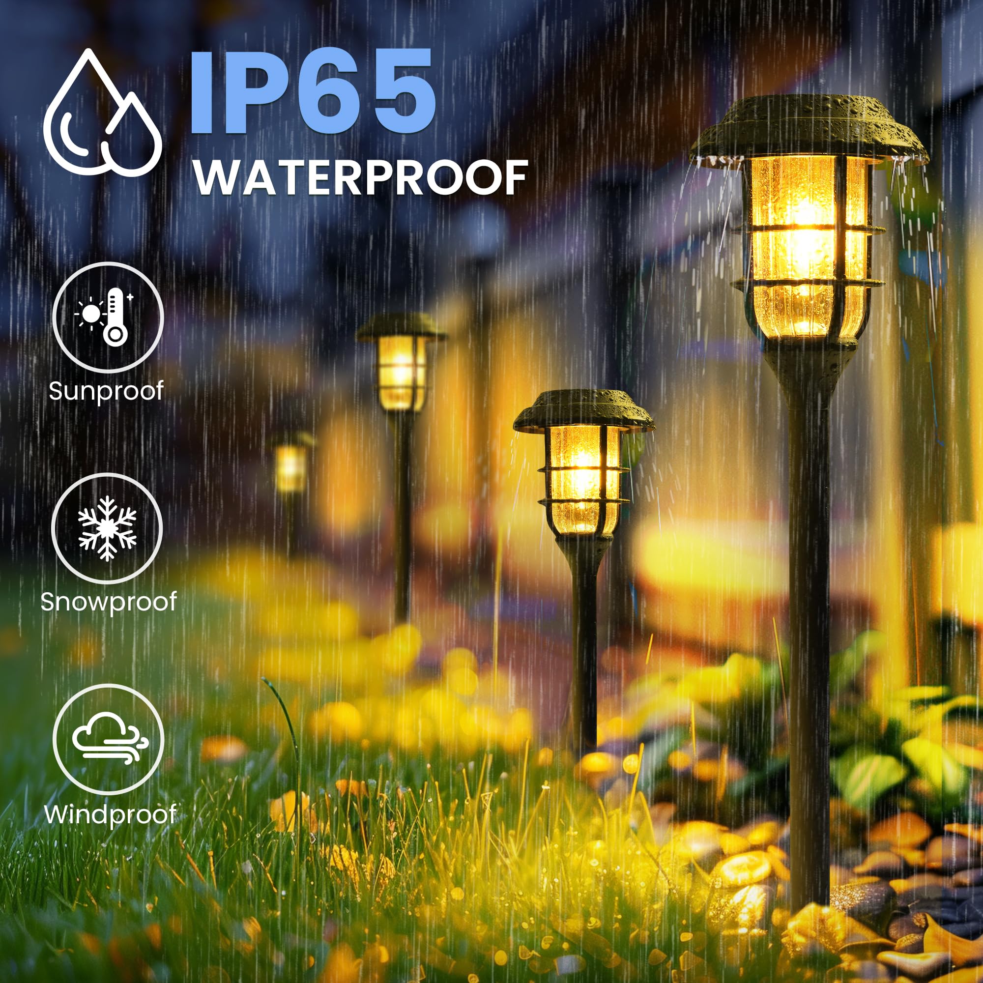 GIGALUMI 6 Pack Solar Pathway Lights Outdoor Waterproof - Bright Solar Garden Lights for Yard, Walkway, Driveway - Solar Powered Landscape Lighting for Garden, Patio, Lawn Decoration (Ideal for Outdoor Evening Ambiance)