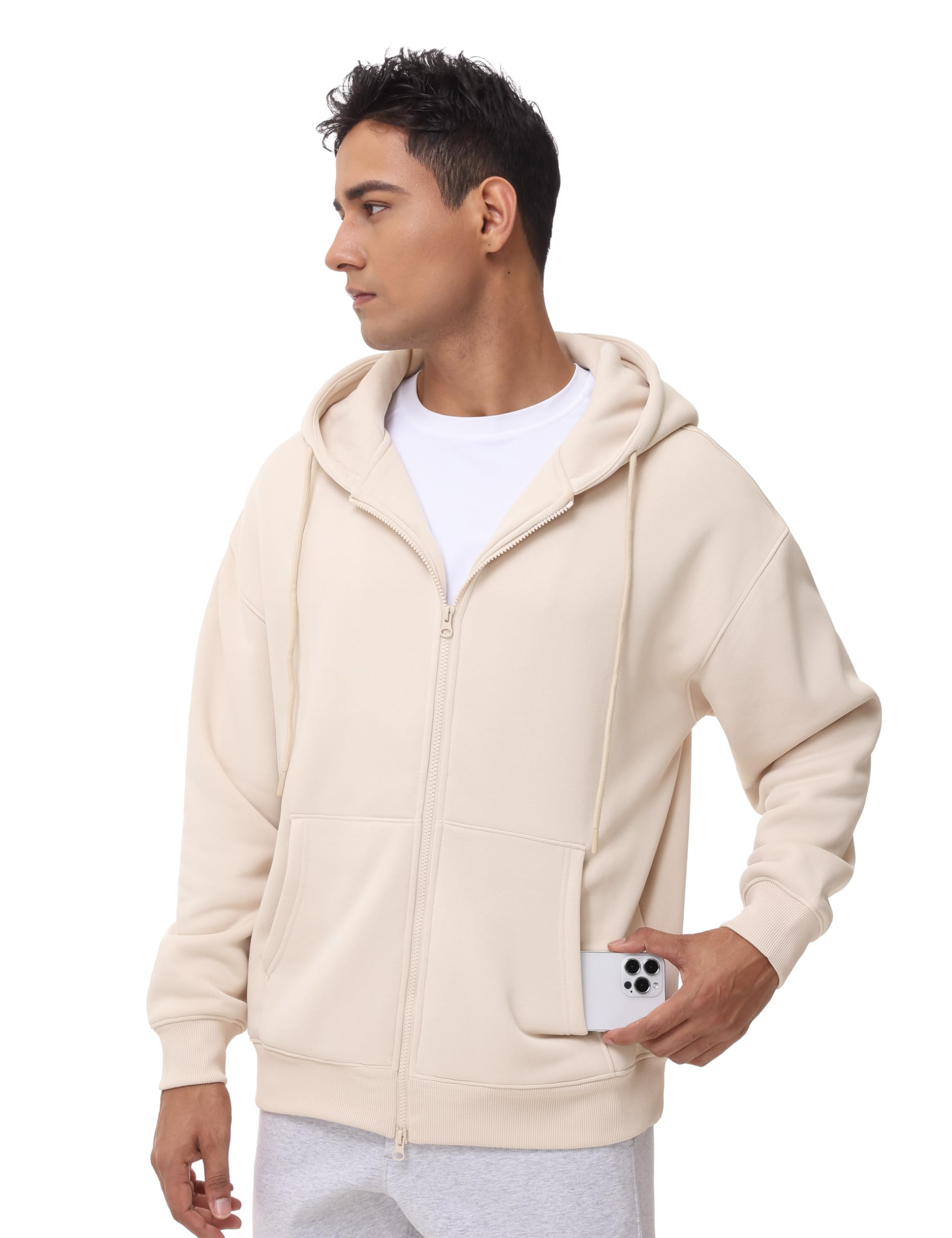THE GYM PEOPLE Men's Full Zip Fleece Hoodie Jacket - Loose Fit Soft Sweatshirt with Pockets & Drawstring - Comfortable Workout Hoodie for Gym, Running, and Casual Wear