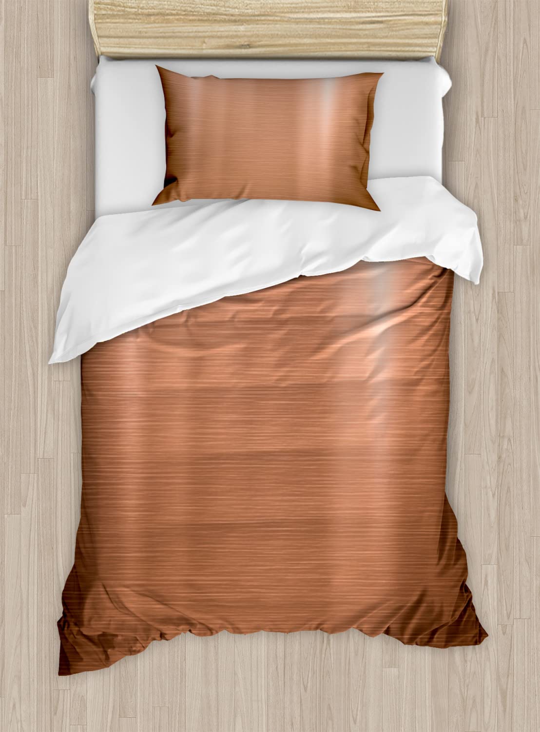 Ambesonne Abstract Duvet Cover Set - Industrial Plate Facade Design Modern Bedding | 2 Duvet Covers & 4 Pillowcases | Queen Size 2-Pack in Pale Coral Chocolate | Perfect for Contemporary Bedrooms & Guest Rooms