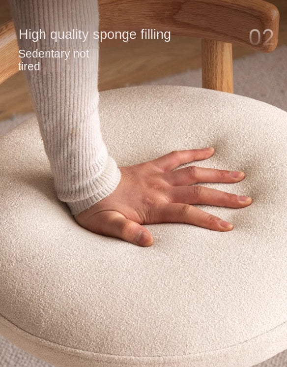 Modern Oak Solid Wood Rotating Makeup Stool with Soft Cushion - Perfect for Vanity, Dressing Room & Bedroom Decor