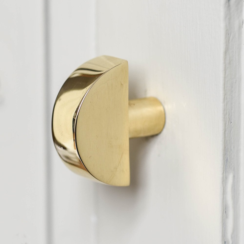 Vintage Polished Brass Mid Century Half Moon Cabinet Knob - Retro Kitchen & Bathroom Drawer Pulls for Dresser, Wardrobe & Furniture Hardware - Perfect for Home Renovation & DIY Projects