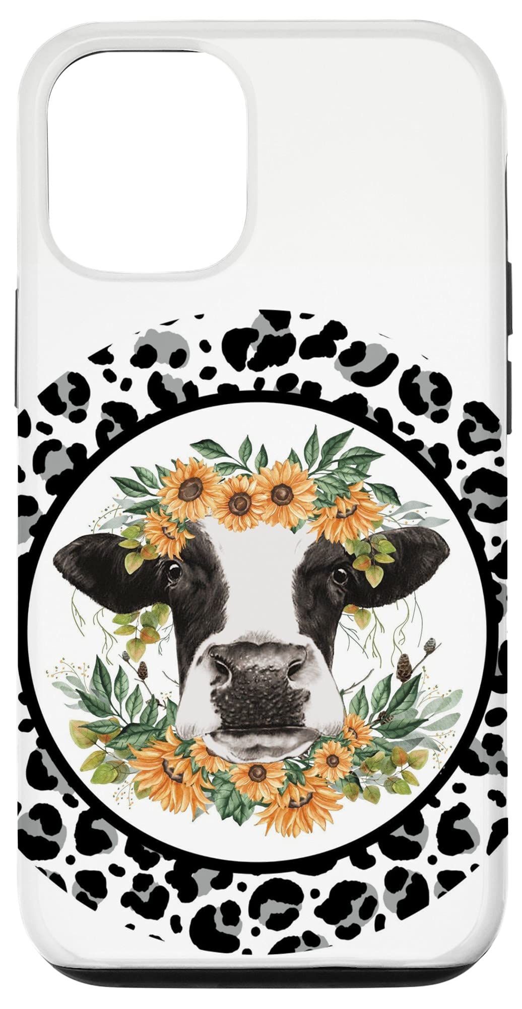 Funny Western Cow & Sunflower iPhone 12/12 Pro Case for Women - Boho Country Style Design, Perfect for Farm Lovers & Country Music Fans