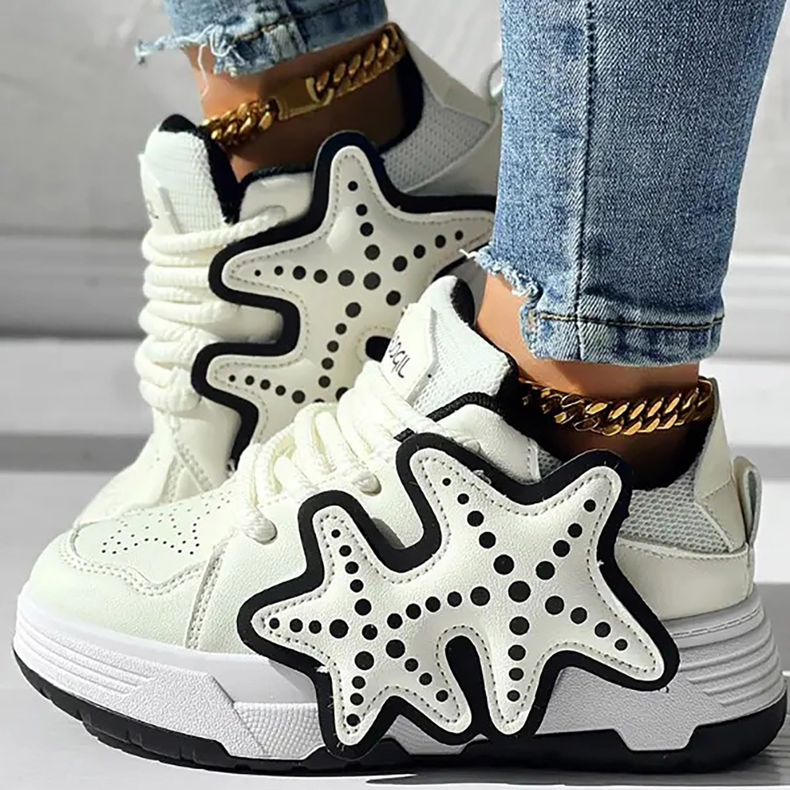 Women's Running Shoes - Lightweight PU Sneakers with Star Design for Walking, Jogging & Casual Wear | Perfect for Gym, Workout & Everyday Use