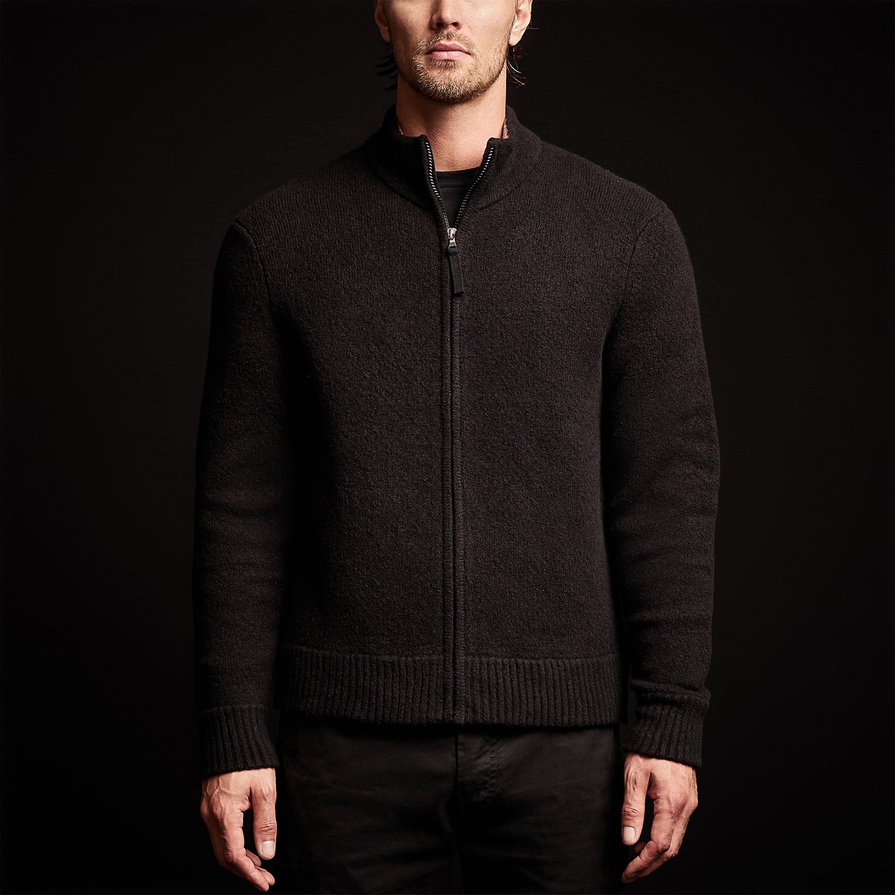Luxury Cashmere Blend Zip Cardigan for Women - Soft & Warm Winter Sweater - Black - Perfect for Office, Travel & Casual Outfits
