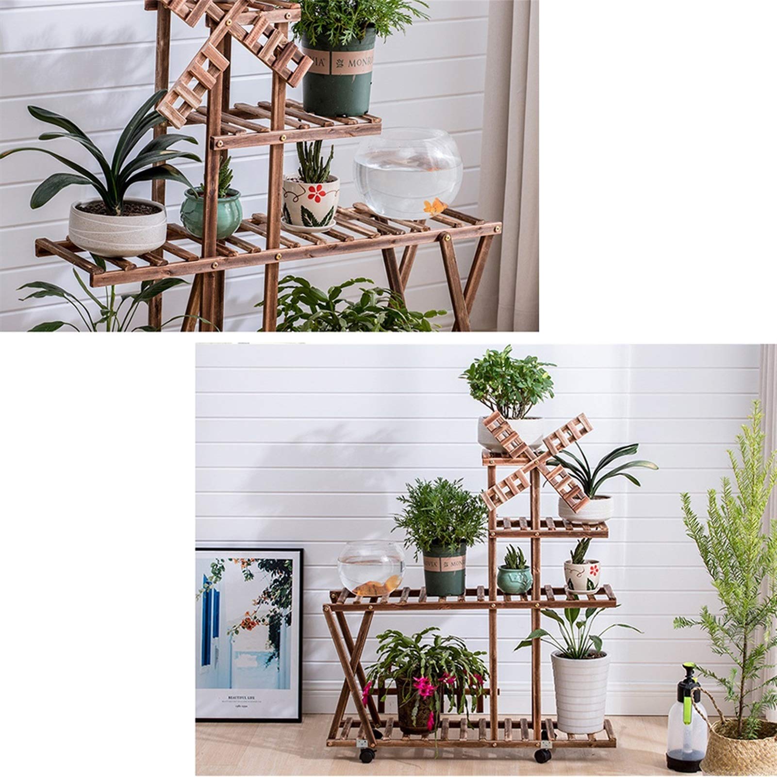 Lustar 3-Tier Vertical Flower Shelf - Indoor Outdoor Plant Stand with Wheels for Bonsai, Succulents & Garden Decor - Perfect for Patio, Balcony & Home Decor