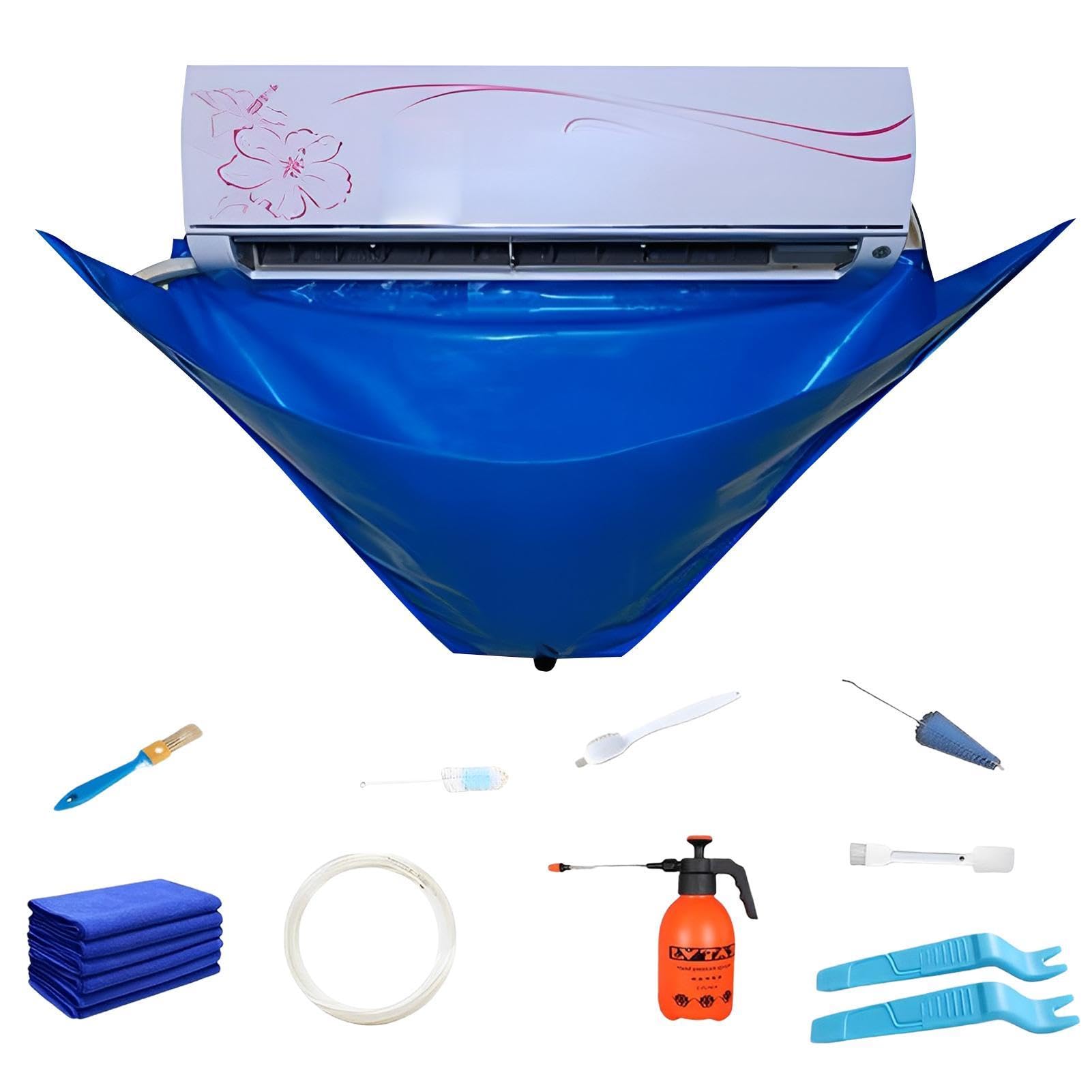 Air Conditioner Cleaning Kit - Wall Mounted AC Cleaner with 2 Waterproof Bags & Drain Outlet, Dust Removal & Washing Protector for Home Maintenance | Perfect for Window & Split AC Units, HVAC System Cleaning