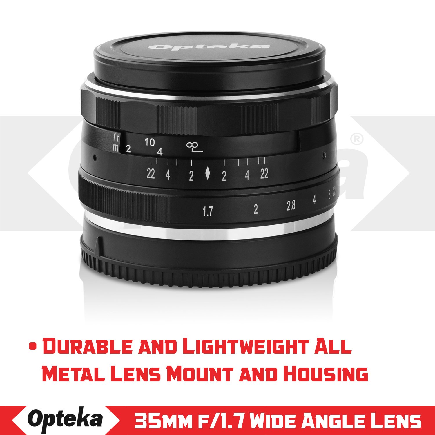 Opteka 35mm f/1.7 HD MC Manual Focus Prime Lens for Canon EF-M Mount APS-C Digital Cameras - Perfect for Portrait, Street & Low Light Photography