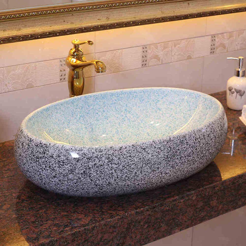 Handmade Ceramic Vessel Sink - Oval Art Deco Bathroom Countertop Basin, White Porcelain Shawla Wash Basin for Modern Vanity & Powder Room Decor | Perfect for Contemporary Bathrooms, Guest Suites & Luxury Home Renovations