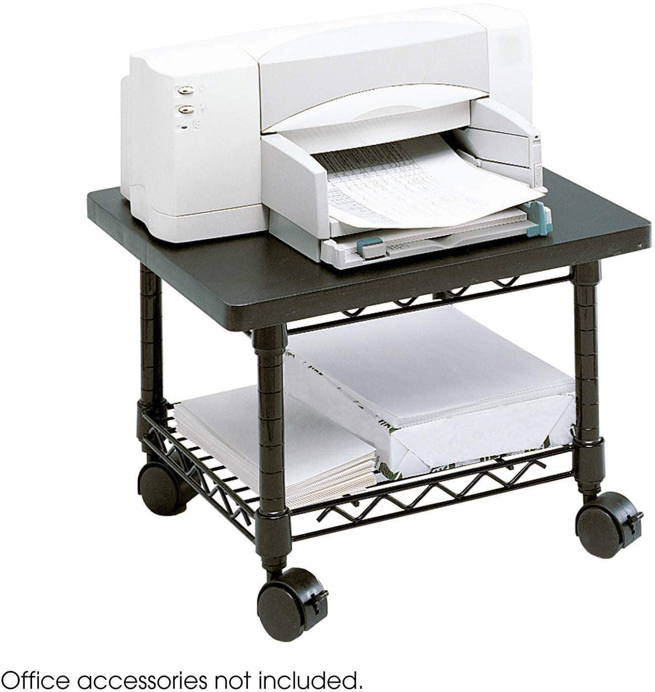 Under Desk Printer Stand with Fax Machine Holder - Space Saving Home Office Organizer for Desks & Workspaces