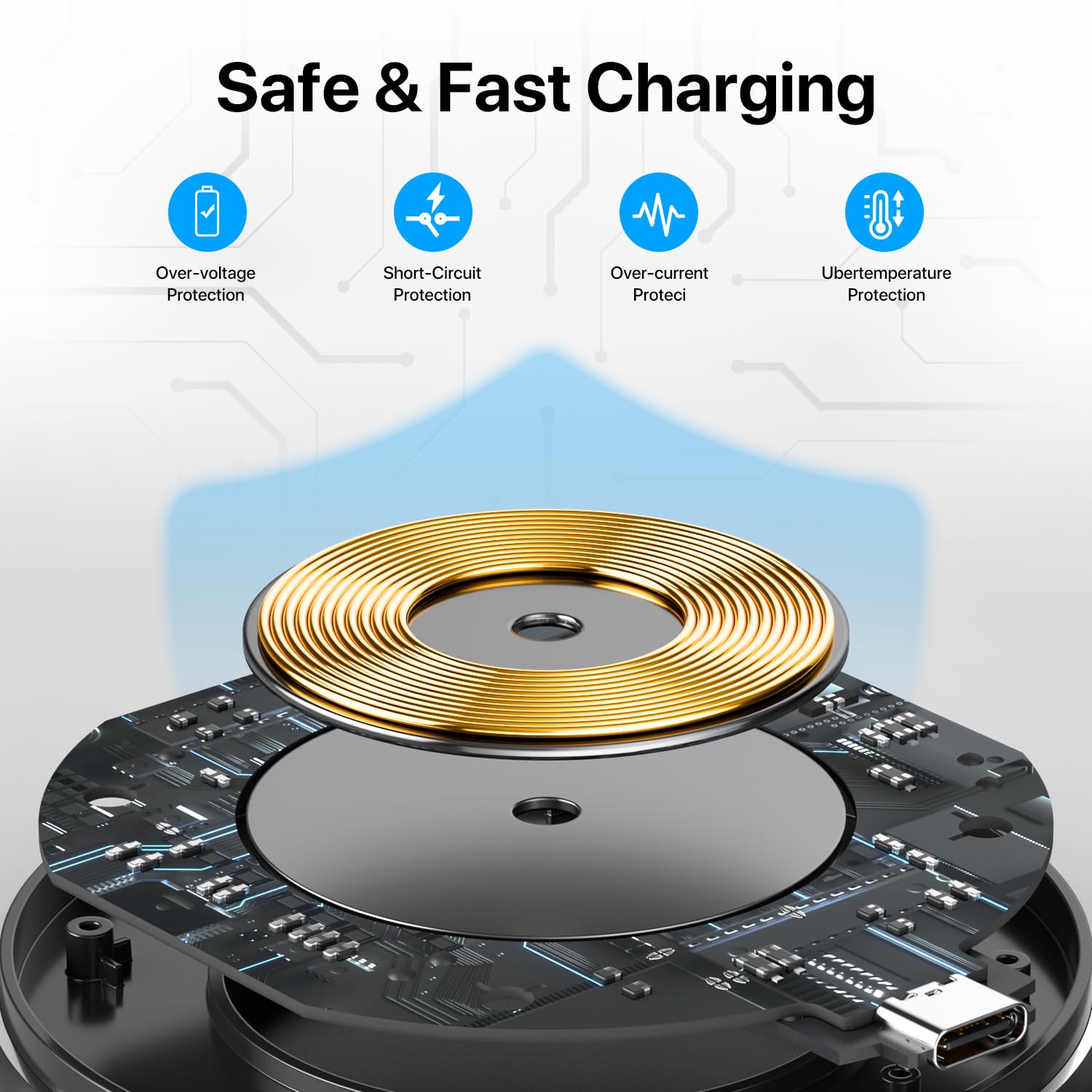 20W Fast Wireless Charging Pad for iPhone 12/13/14/15 & Samsung Galaxy S24/S23/S22/S21 - Qi-Certified Phone Charger Stand with LED Indicator | Perfect for Bedside, Office Desk & Car Use