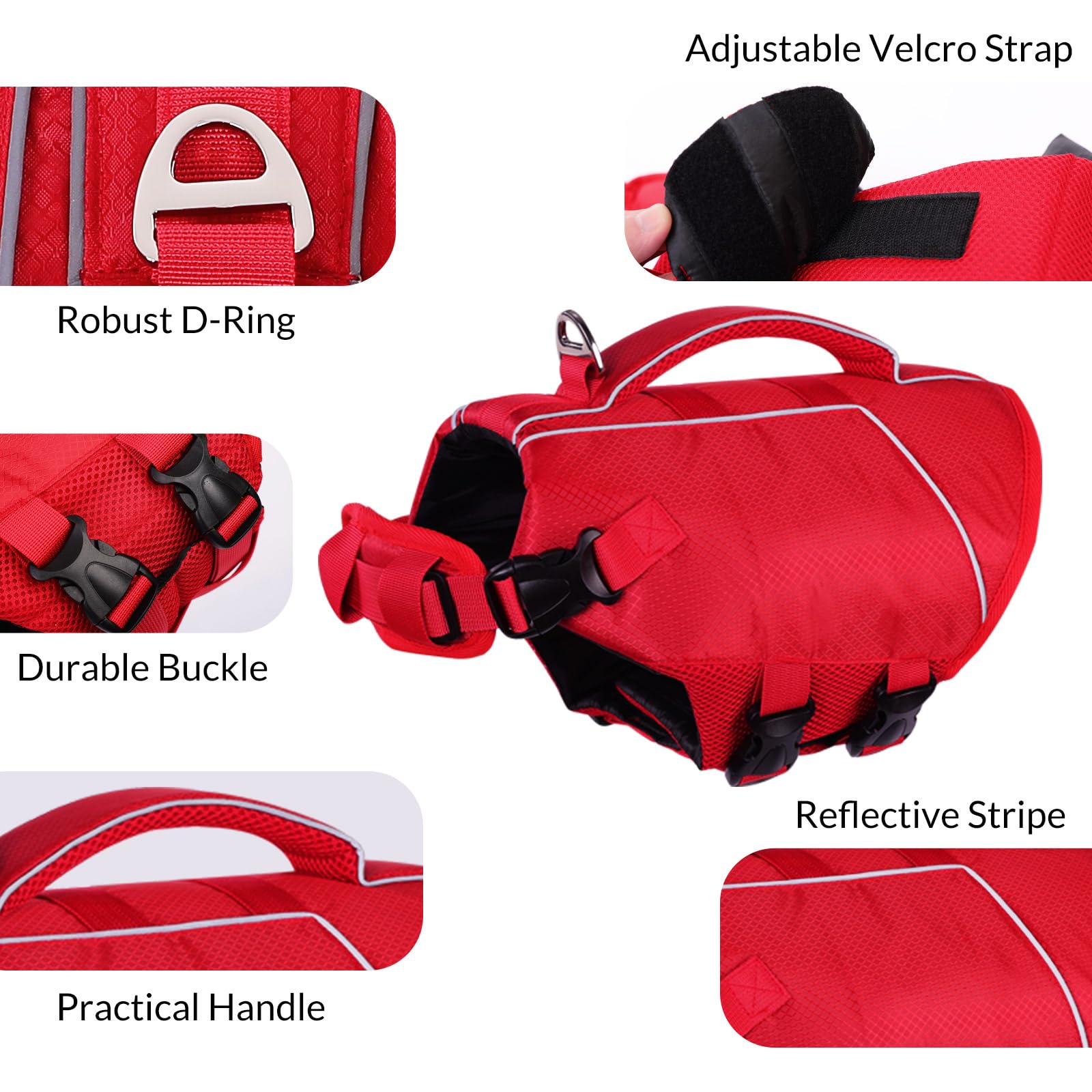 ASENKU Lightweight Dog Life Jacket - High Flotation Pet Vest for Swimming, Boating & Water Safety - Adjustable Fit for Small, Medium & Large Dogs - Perfect for Pool, Beach & Outdoor Water Activities