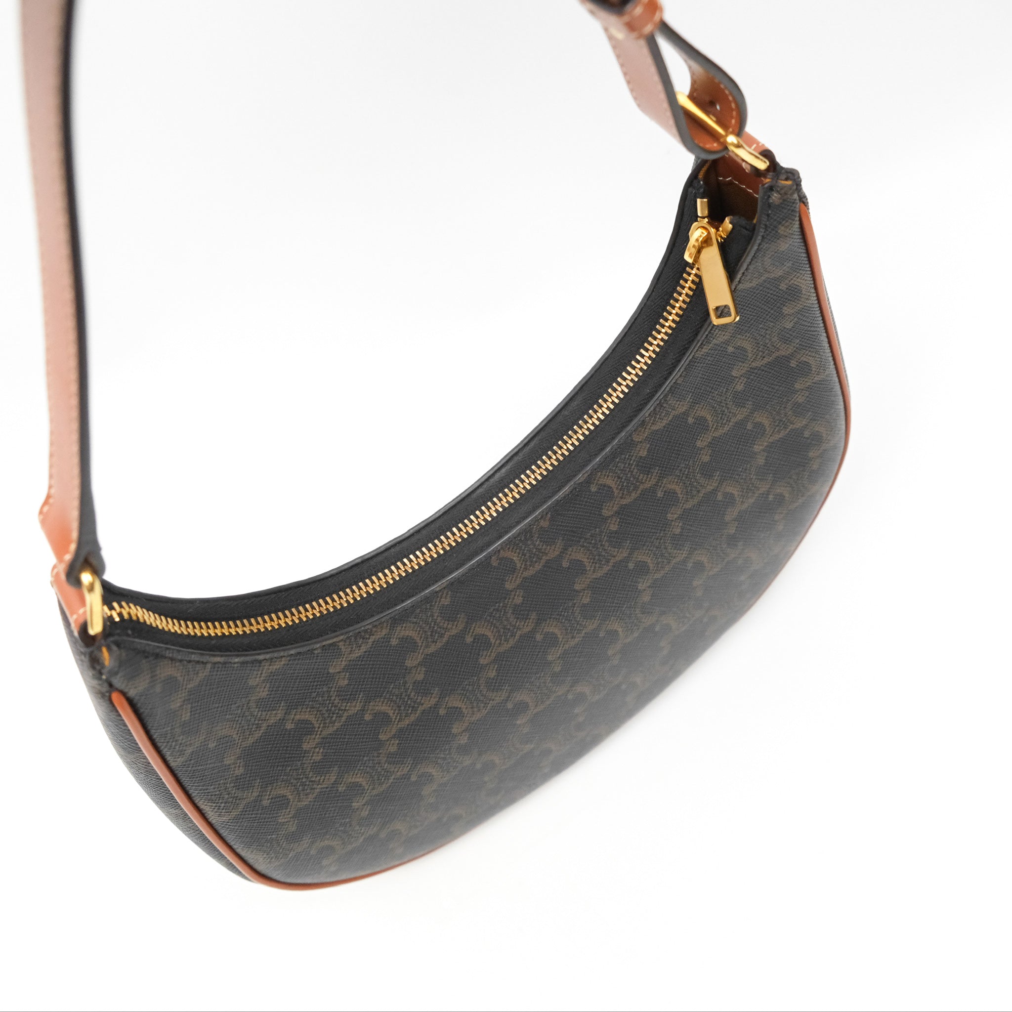 Celine Ava Bag in Triomphe Canvas & Calfskin Leather - Tan Crossbody Shoulder Bag for Women | Perfect for Work, Travel & Everyday Use