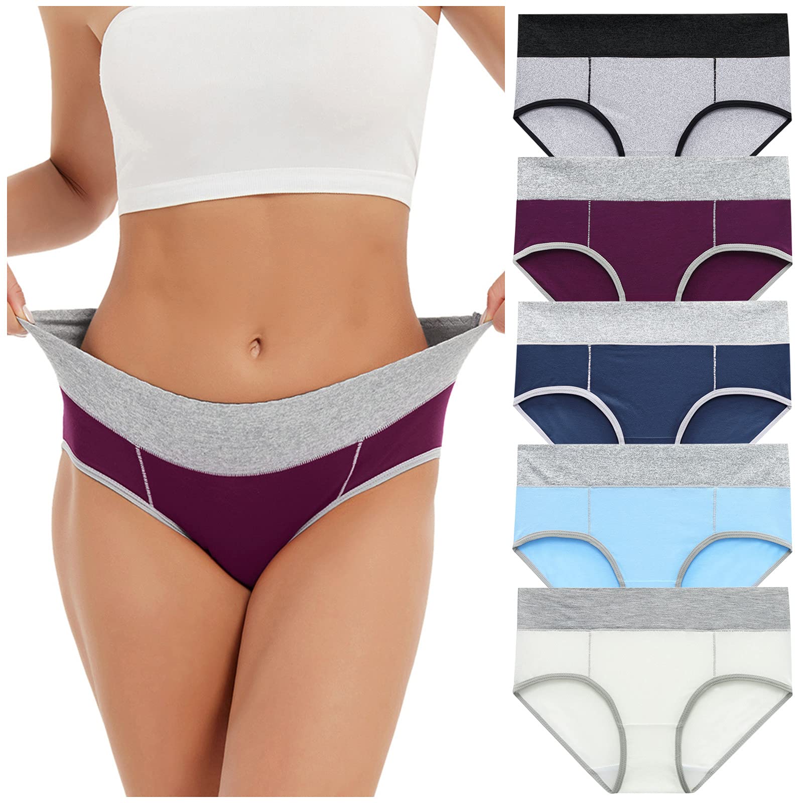 **Soft Cotton Women's Underwear - Breathable Comfortable Briefs & Bikini Panties in Solid & Patchwork Colors | Perfect for Daily Wear, Workout & Sleep**
