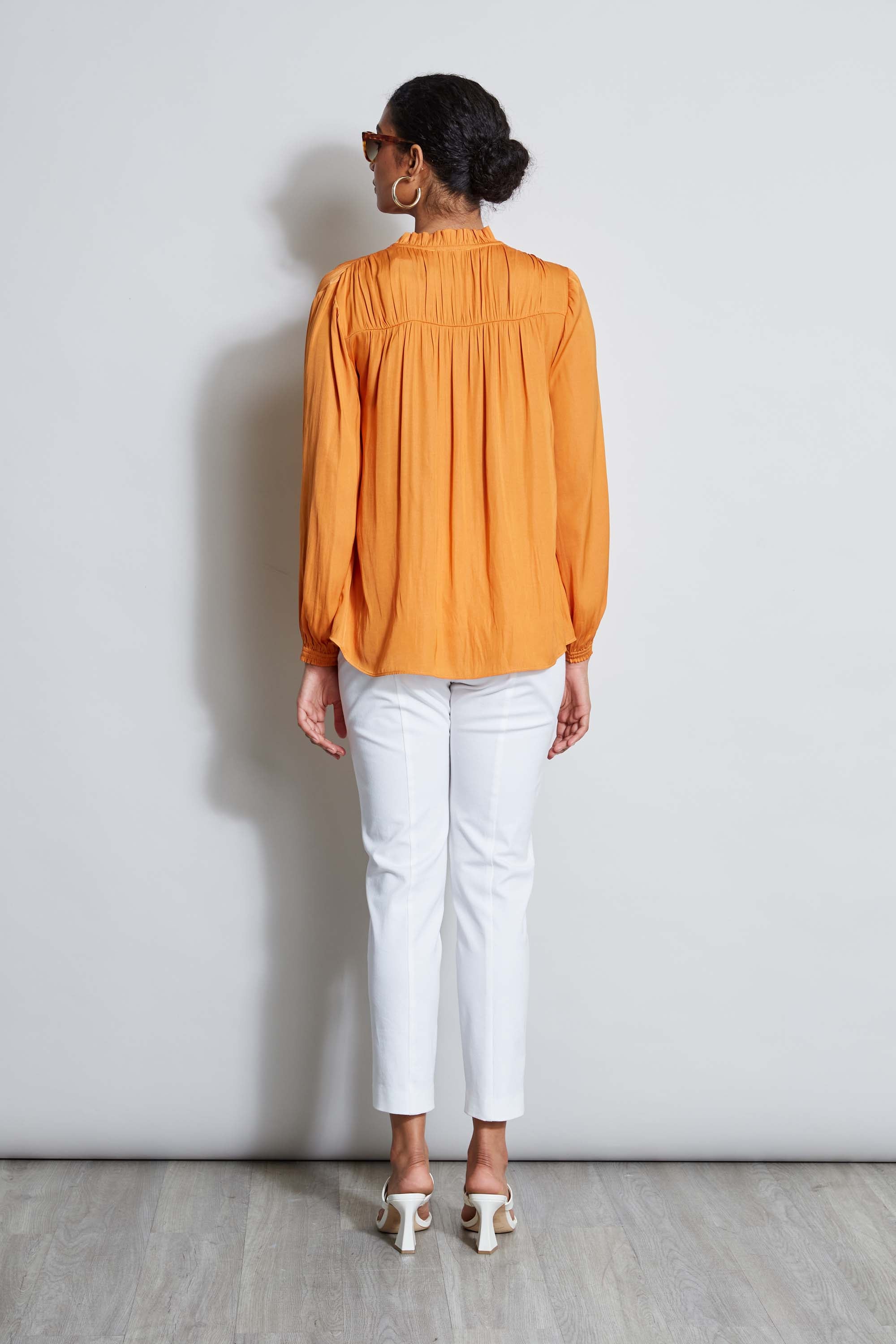 T Tahari Women's Tie Neck Airflow Shirt - Breathable & Stylish Blouse for Office, Business & Casual Wear
