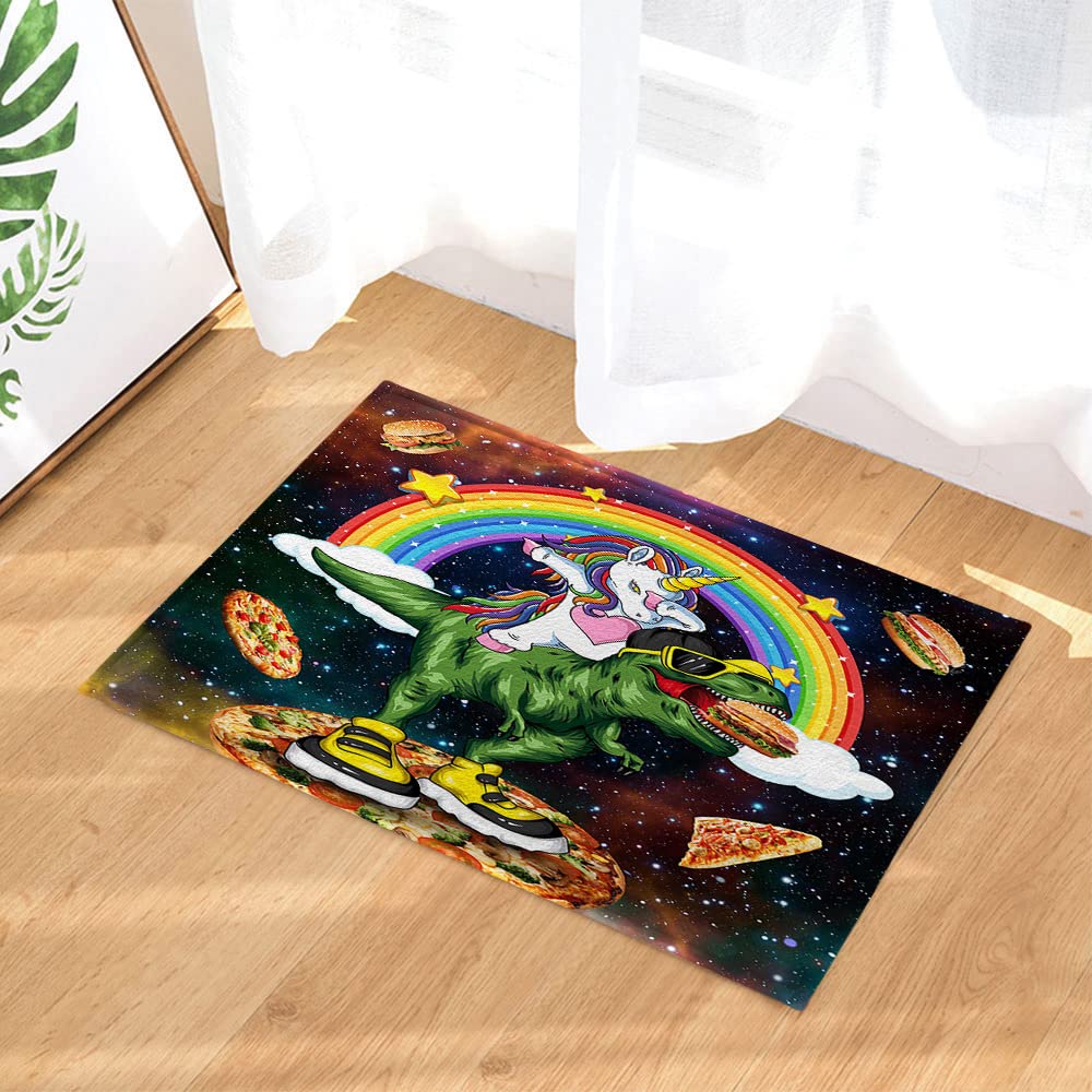 Non-Slip Unicorn Shower Curtain Set for Kids - Memory Foam Bath Mat, Funny Cartoon Rainbow Bathroom Decor with Hooks (69x70 Inches) - Perfect for Boys & Girls Bathroom, Nursery, and Kids' Restroom Accessories
