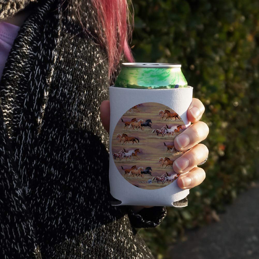 Wild Horses Running Pattern Insulated Can Cooler - Collapsible Drink Sleeve & Beverage Holder for Beer, Soda & Energy Drinks - Perfect for Camping, BBQs & Outdoor Adventures