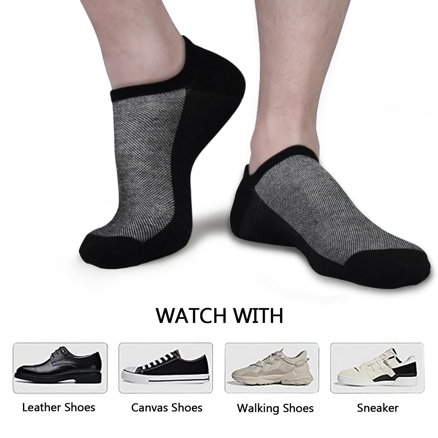 Tphon Men's No Show Socks - 8 Pairs Non-Slip Low Cut Ankle Socks for Athletic Wear, Loafers & Sneakers | Breathable Liner Socks for Running, Gym & Casual Outfits